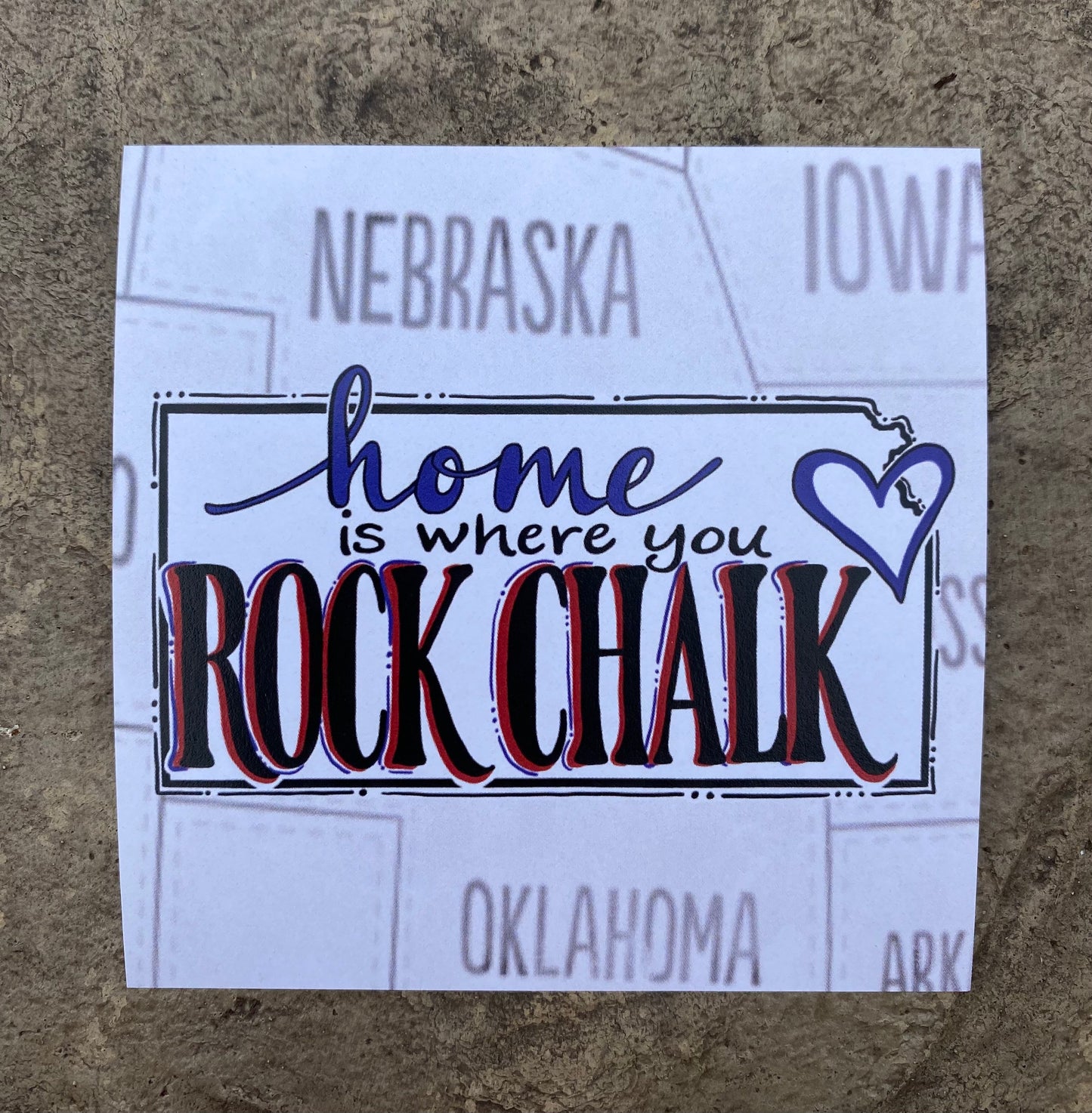 "Home is where you Rock Chalk" glass coaster