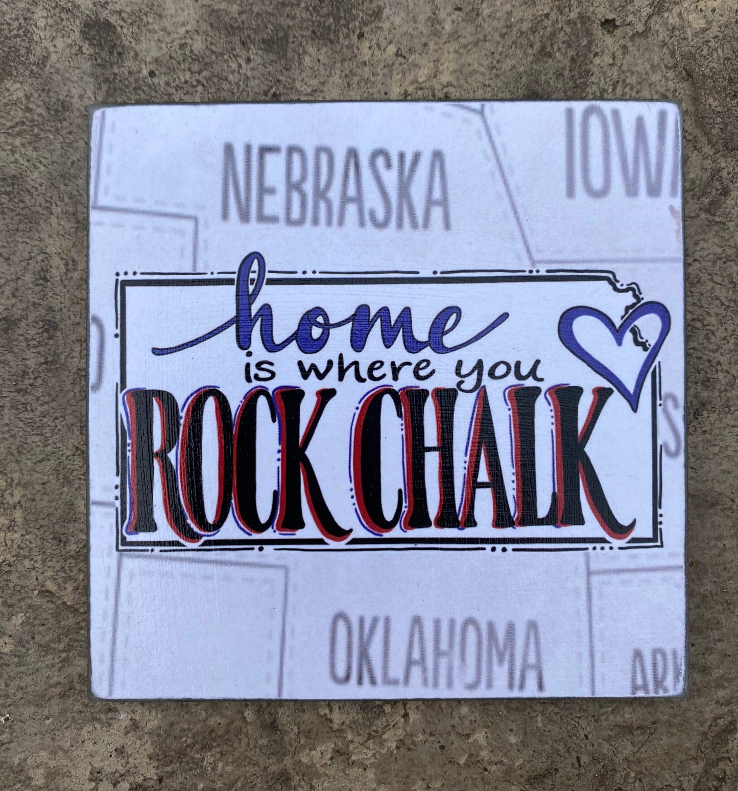 "Home is where you Rock Chalk" glass coaster