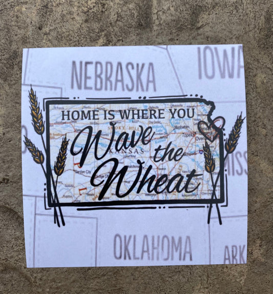 "Wave the Wheat" Kansas Glass Coaster