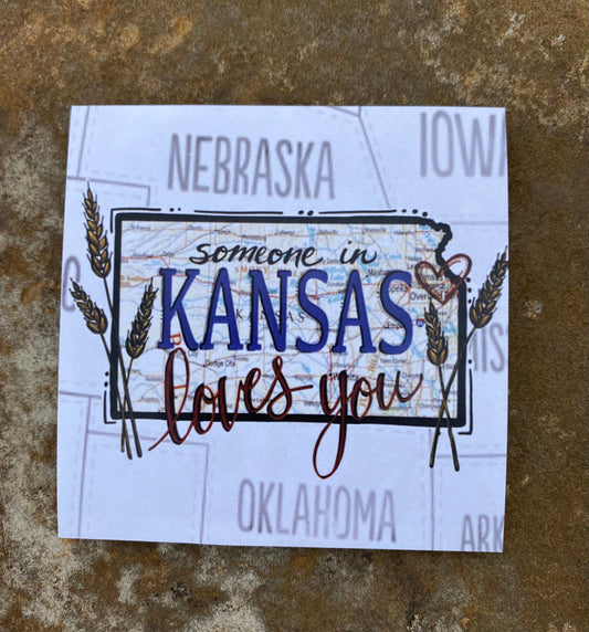 "Someone in Kansas Loves You" Glass Coaster