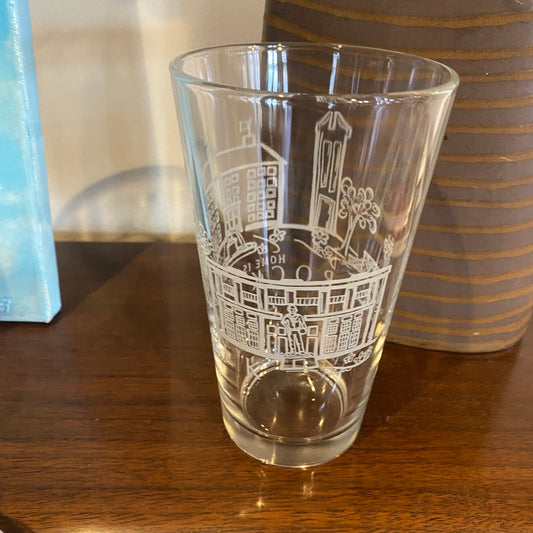 "Home is Where you ROCK CHALK" white wrap pint glass