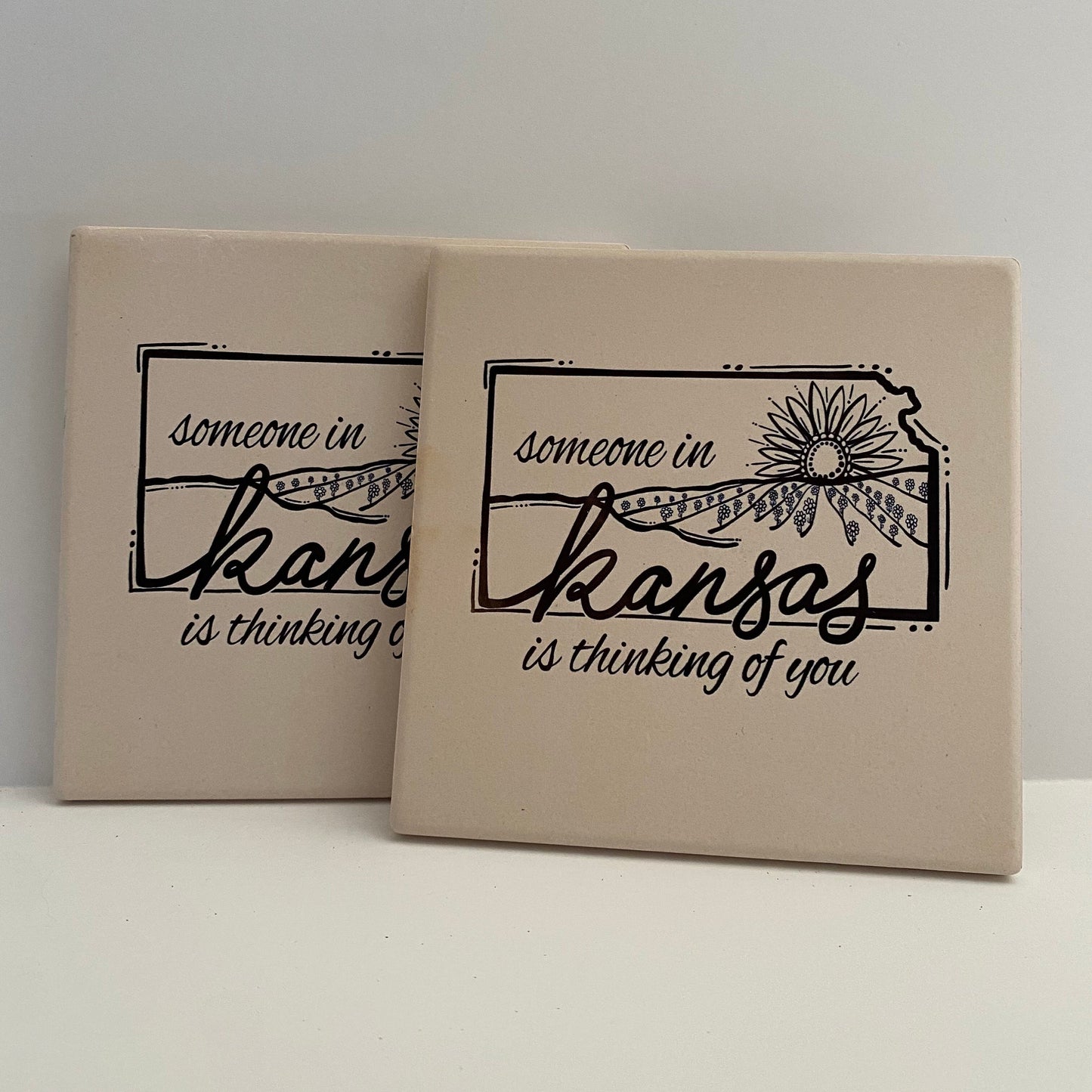 "Someone in Kansas is Thinking of You" Stone Coaster