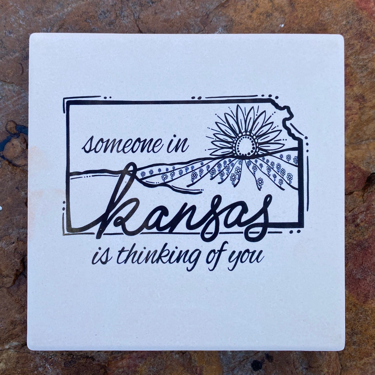 "Someone in Kansas is Thinking of You" Stone Coaster