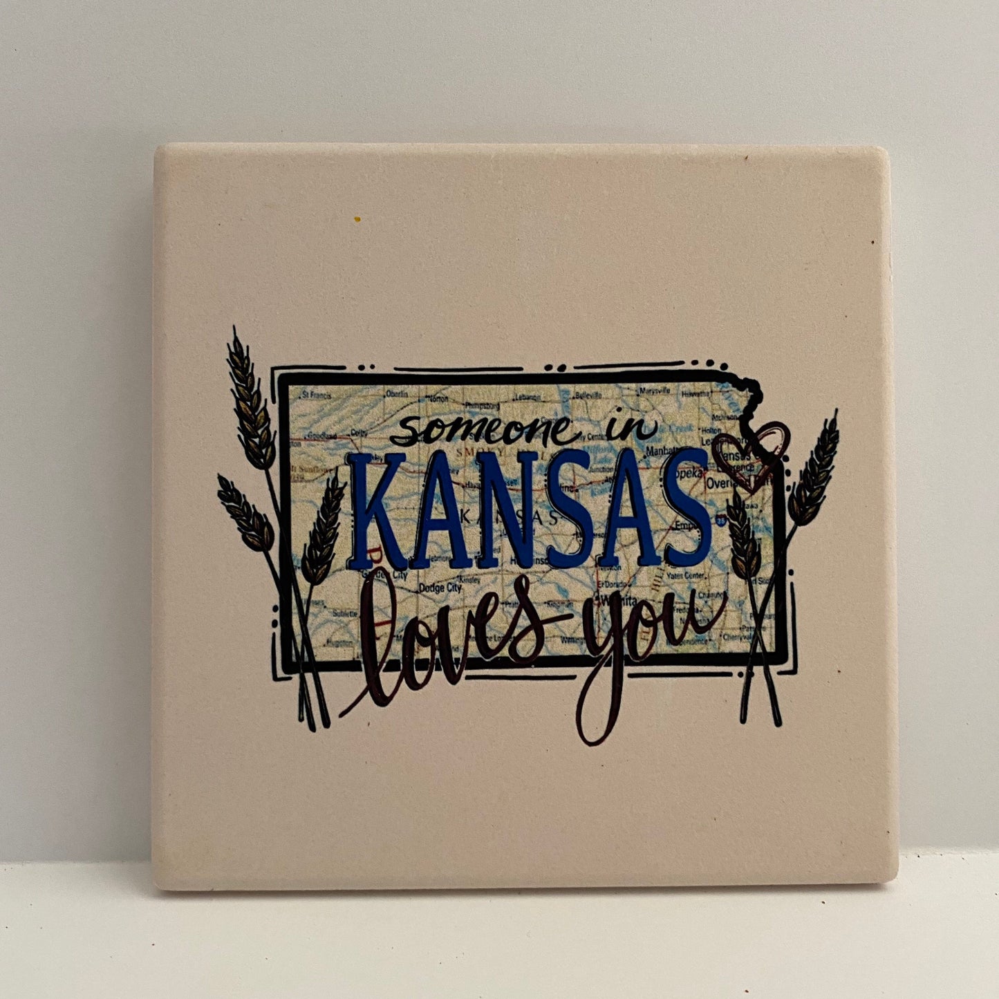 "Someone in Kansas Loves You" Stone Coaster