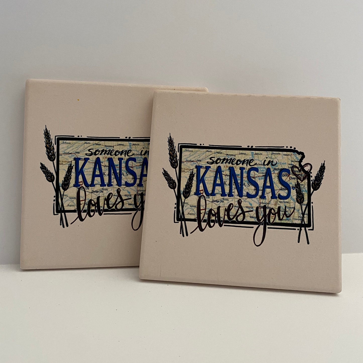 "Someone in Kansas Loves You" Stone Coaster