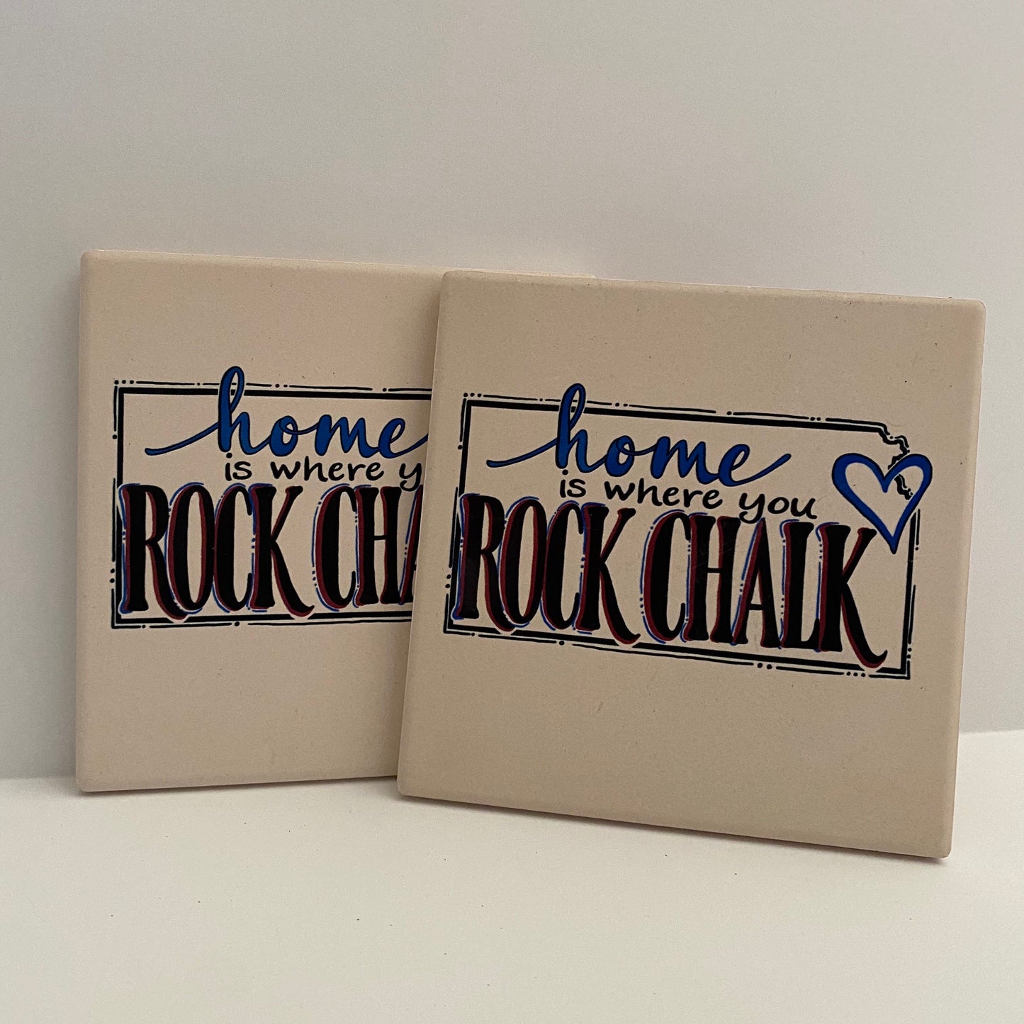 "Home is Where you Rock Chalk" Kansas Stone Coaster