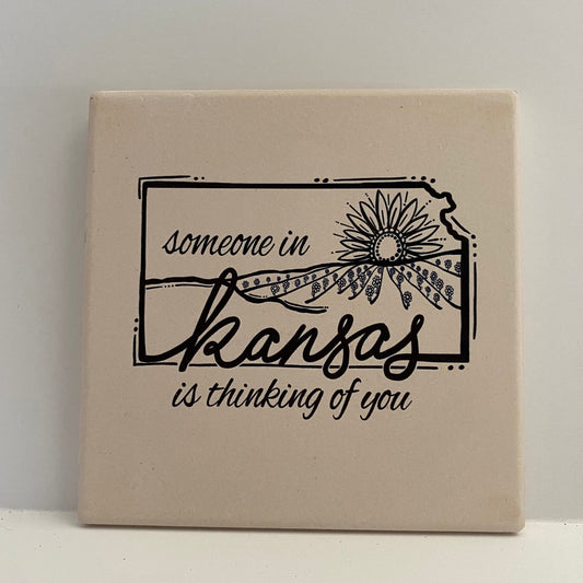 "Someone in Kansas is Thinking of You" Stone Coaster