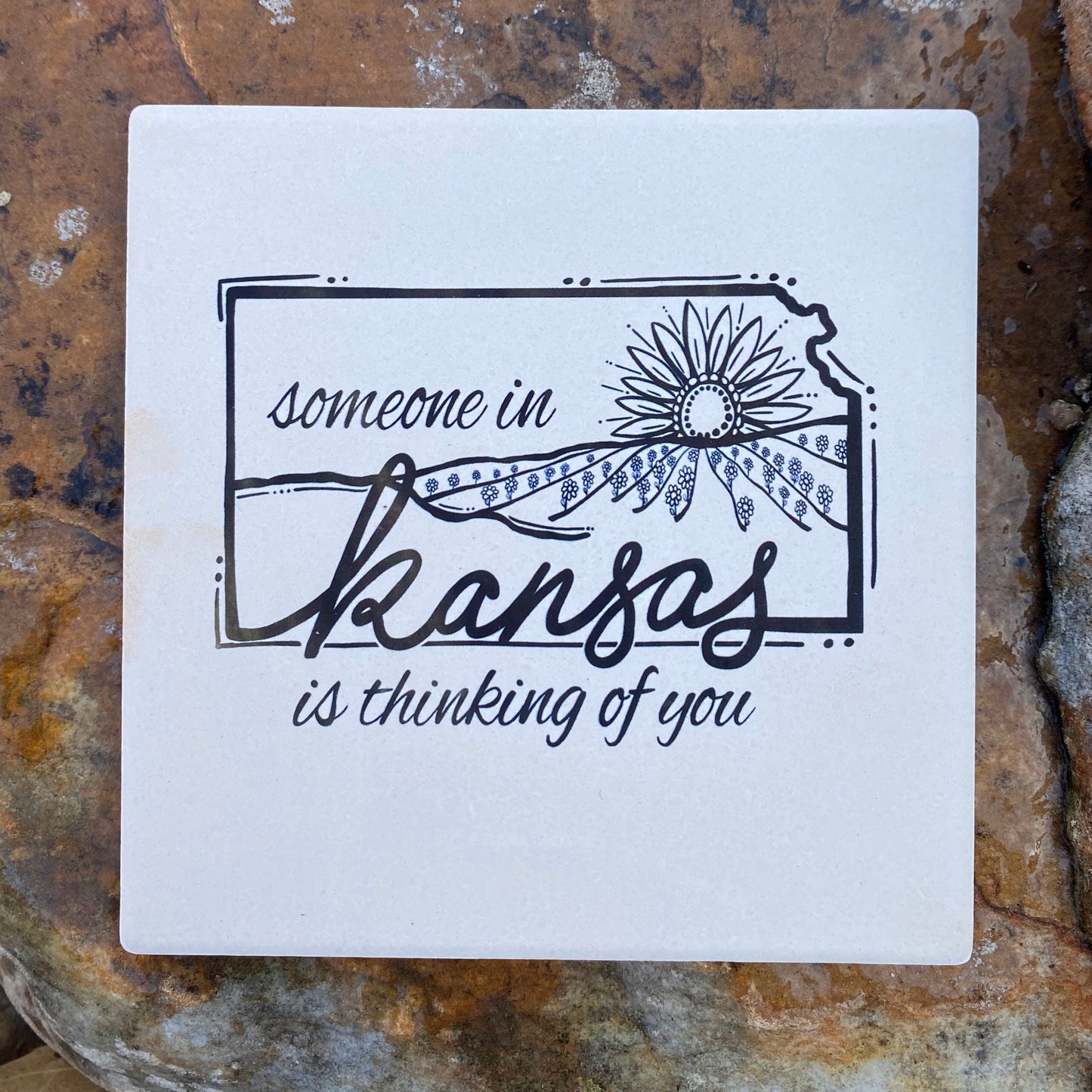 "Someone in Kansas is Thinking of You" Stone Coaster