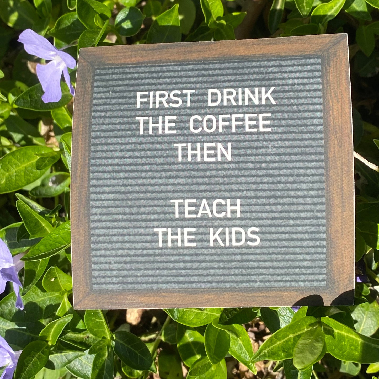 "FIRST DRINK COFFEE THEN TEACH KIDS"- felt board sticker