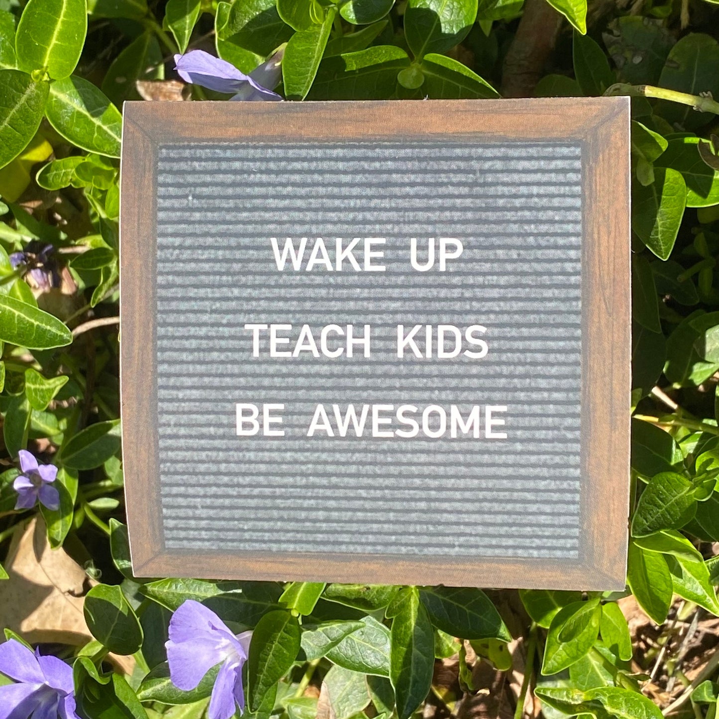 “WAKE UP. TEACH KIDS.  BE AWESOME” felt board sticker