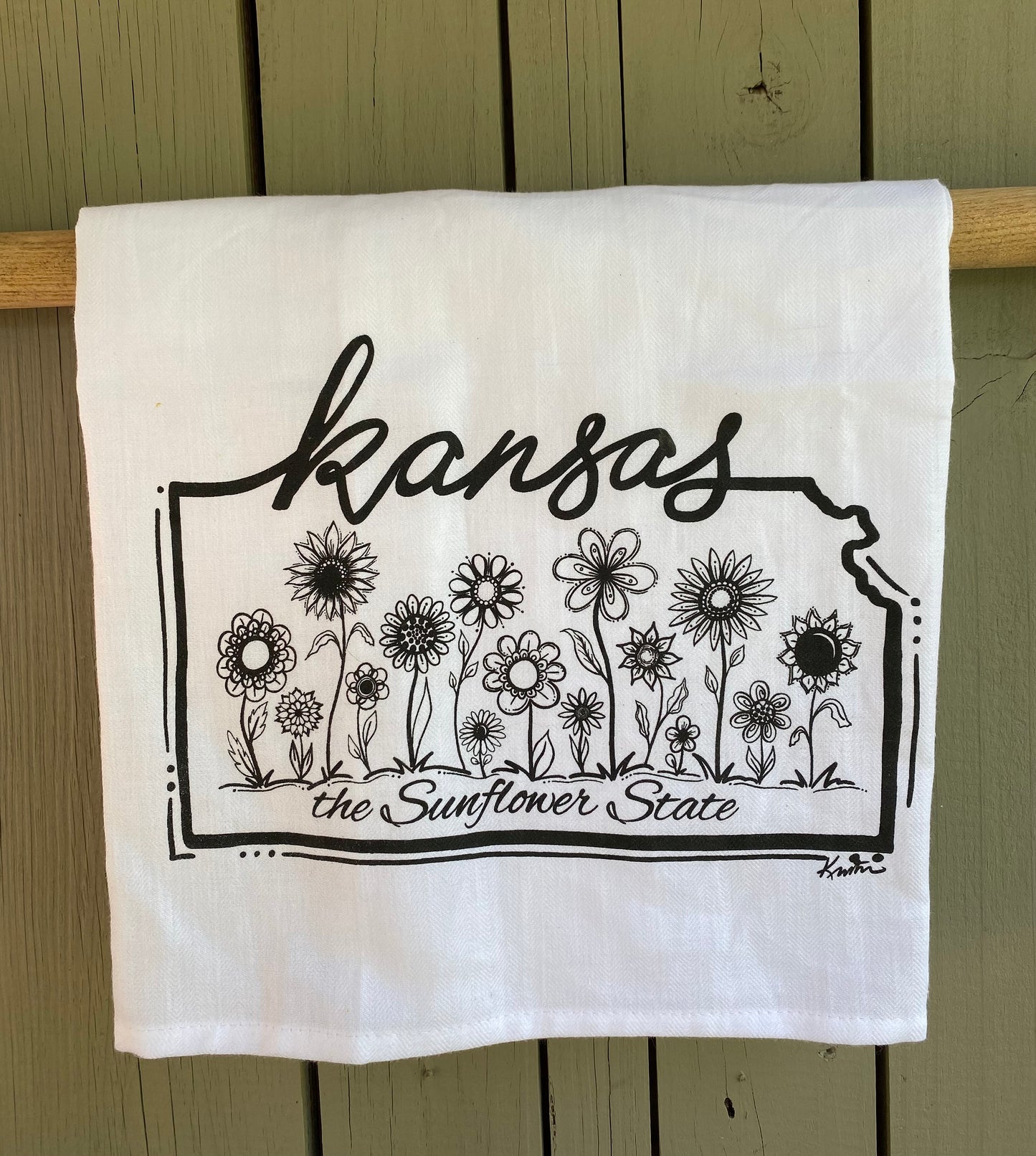 Kansas- the Sunflower State kitchen towel