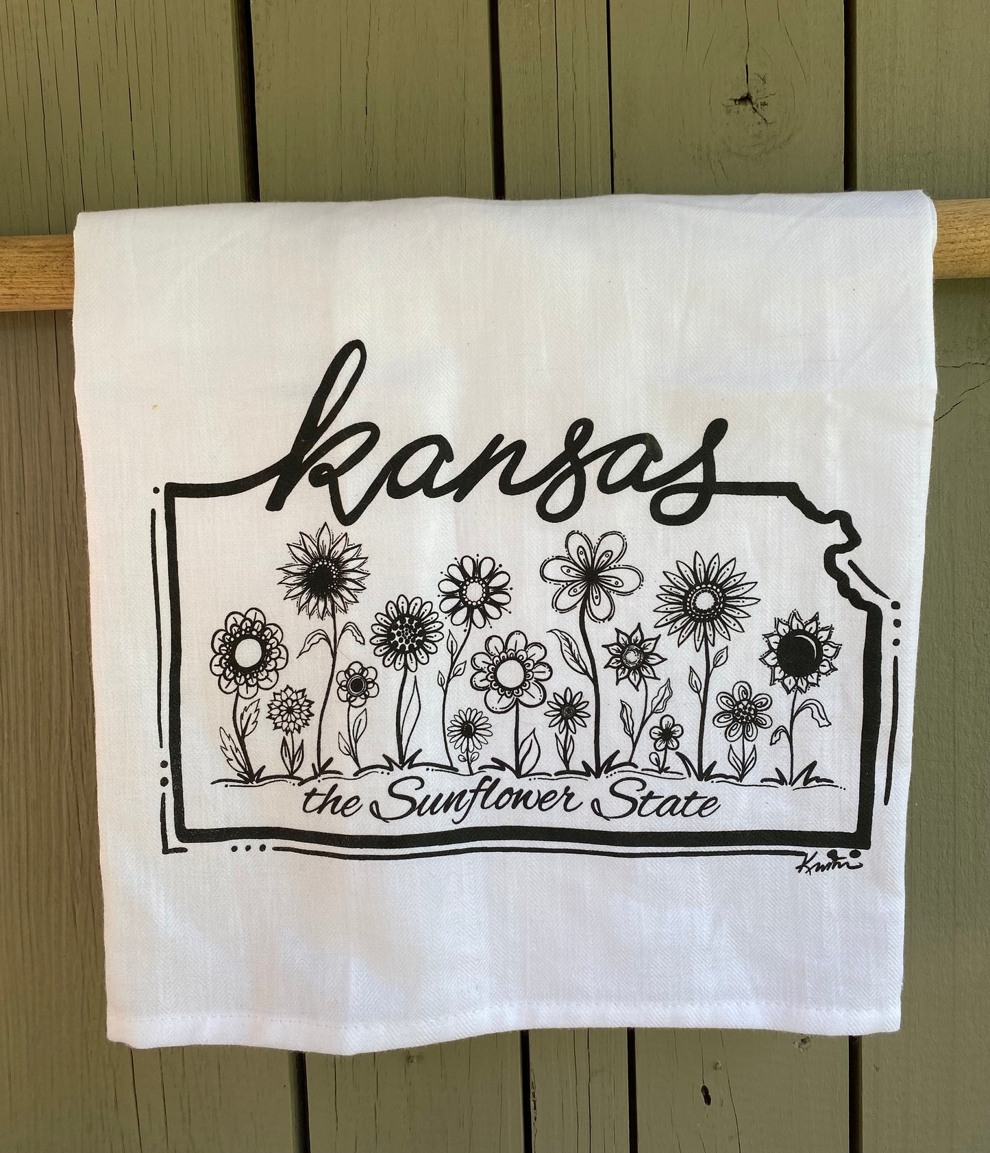 Kansas- the Sunflower State kitchen towel