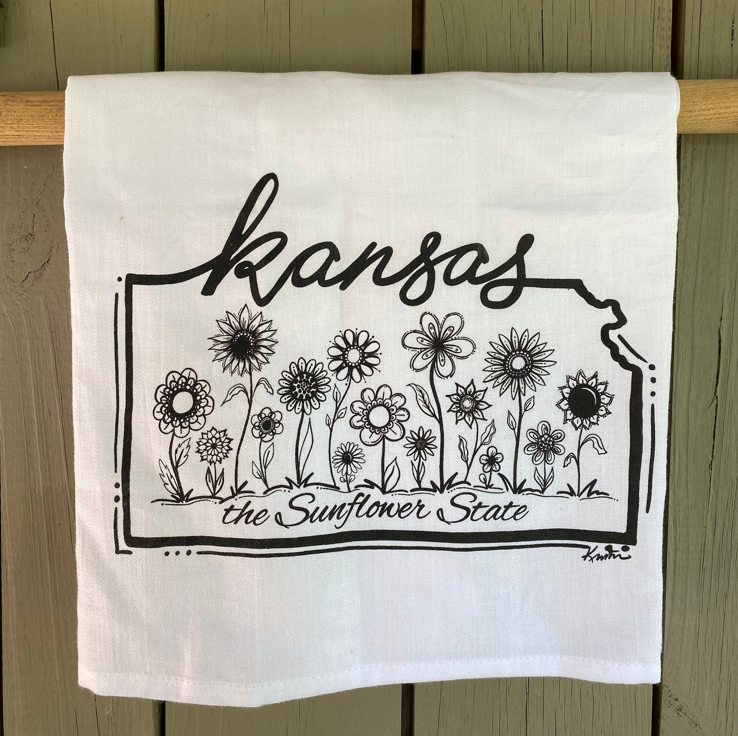 Kansas- the Sunflower State kitchen towel