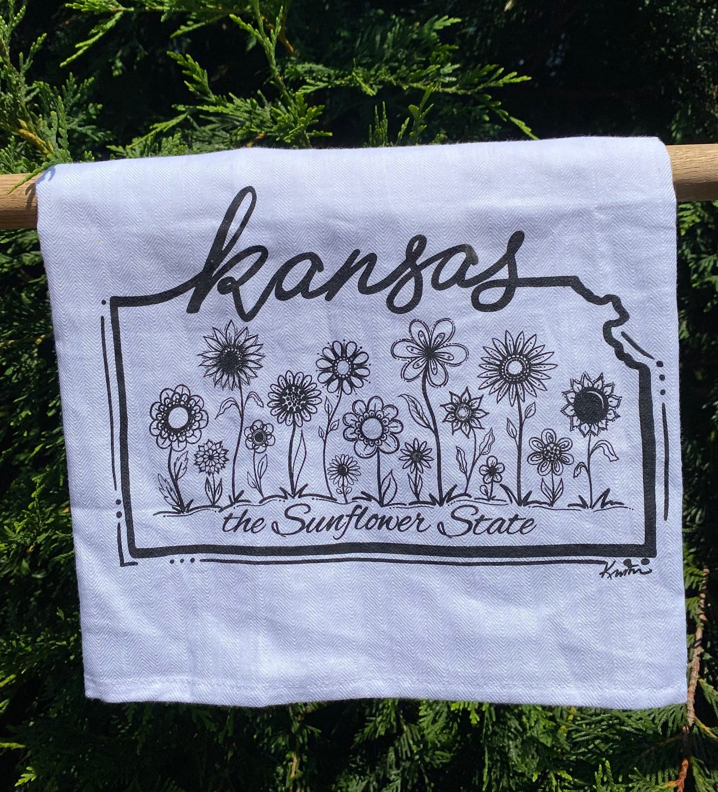 Kansas- the Sunflower State kitchen towel