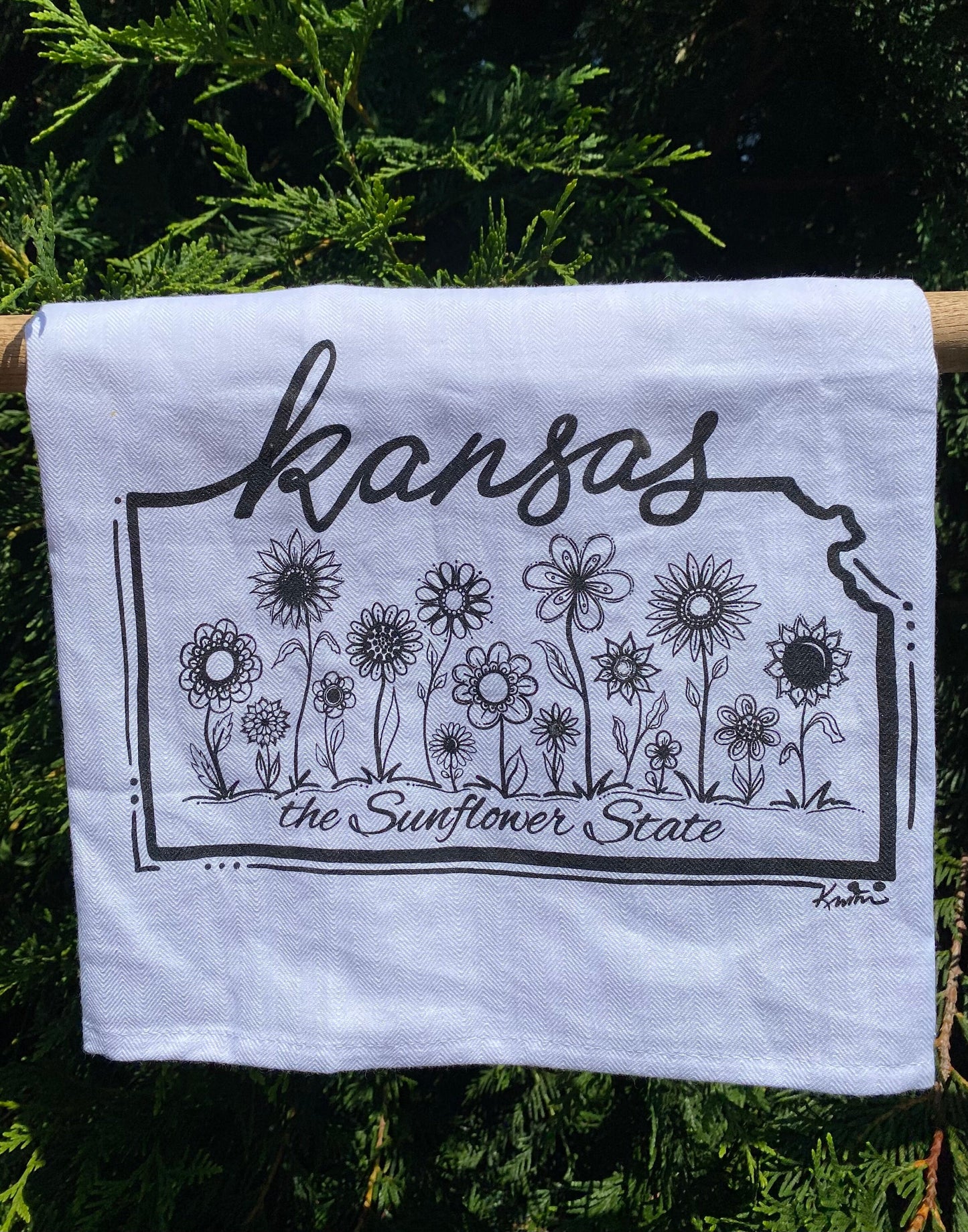 Kansas- the Sunflower State kitchen towel