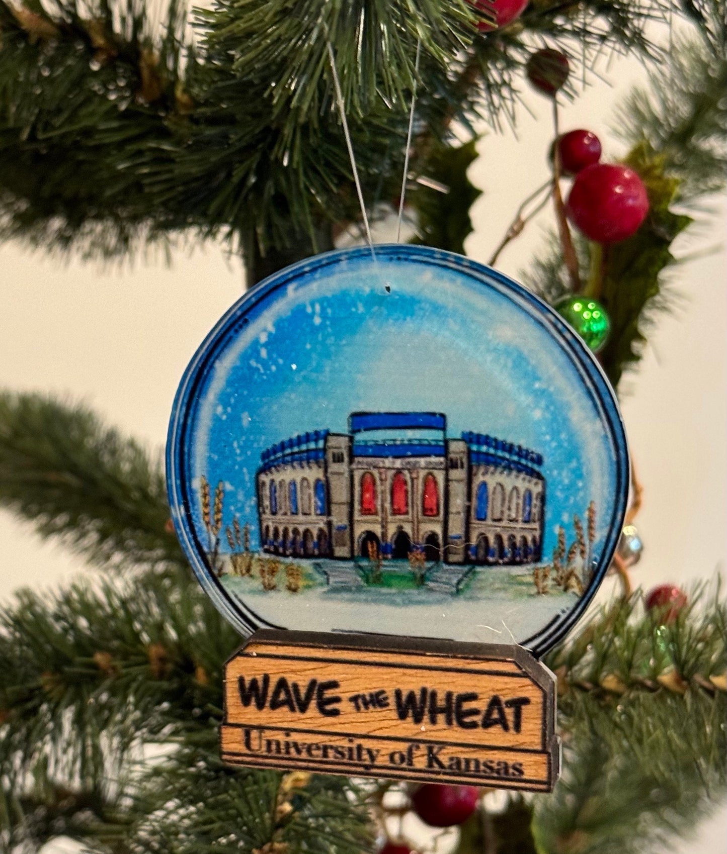 "Wave the Wheat" Kansas Football Ornament