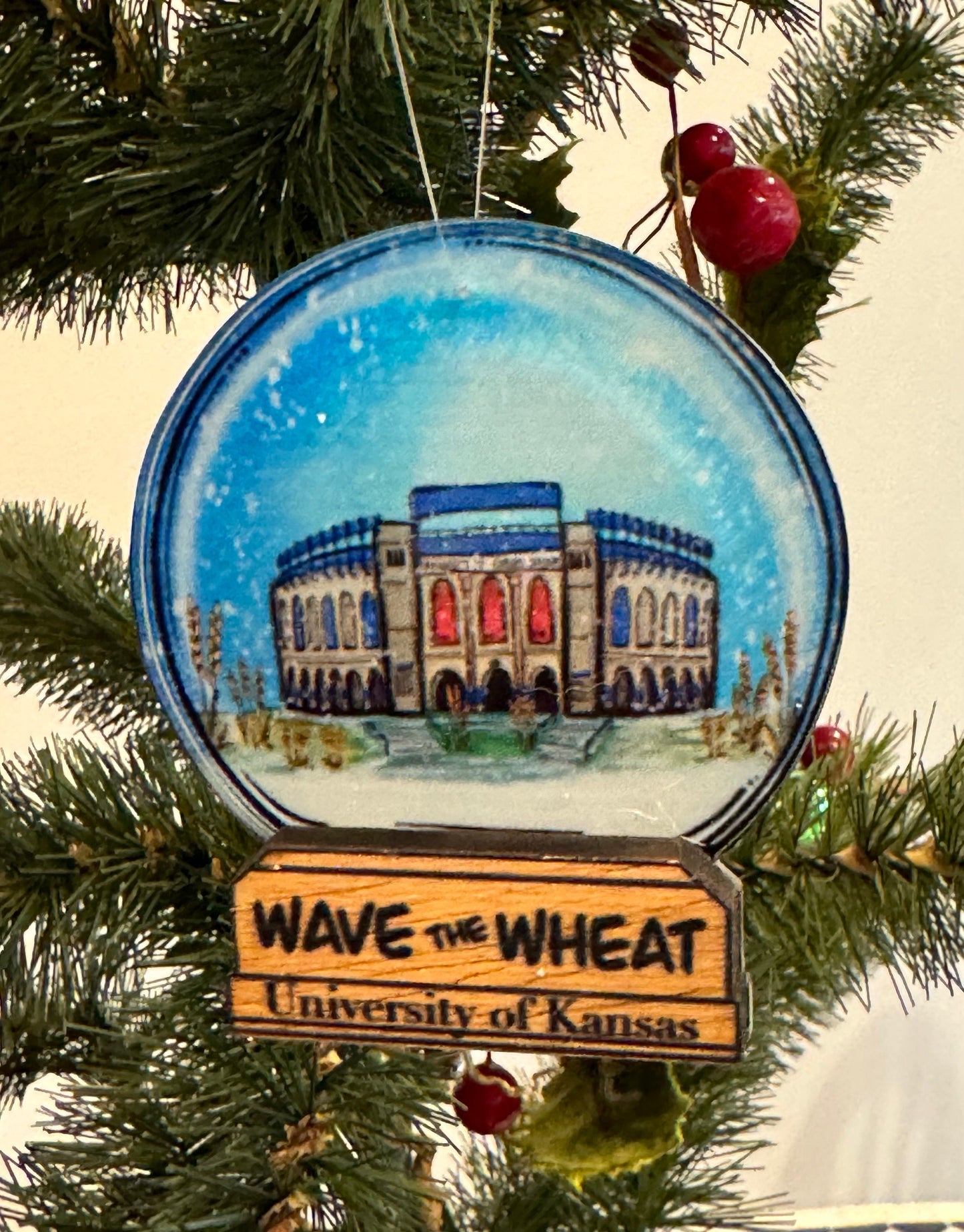 "Wave the Wheat" Kansas Football Ornament