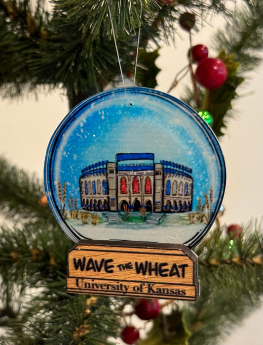 "Wave the Wheat" Kansas Football Ornament