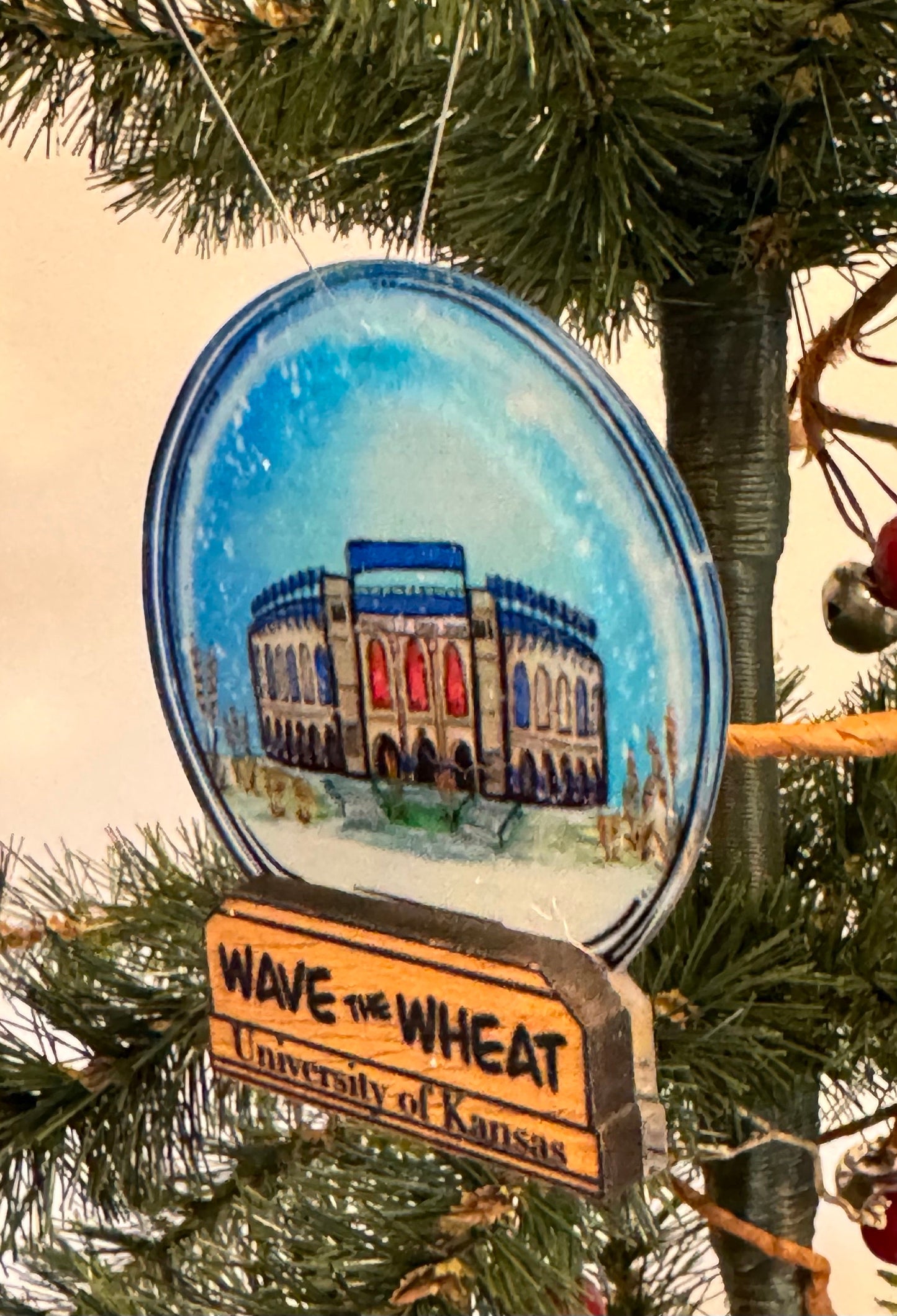 "Wave the Wheat" Kansas Football Ornament