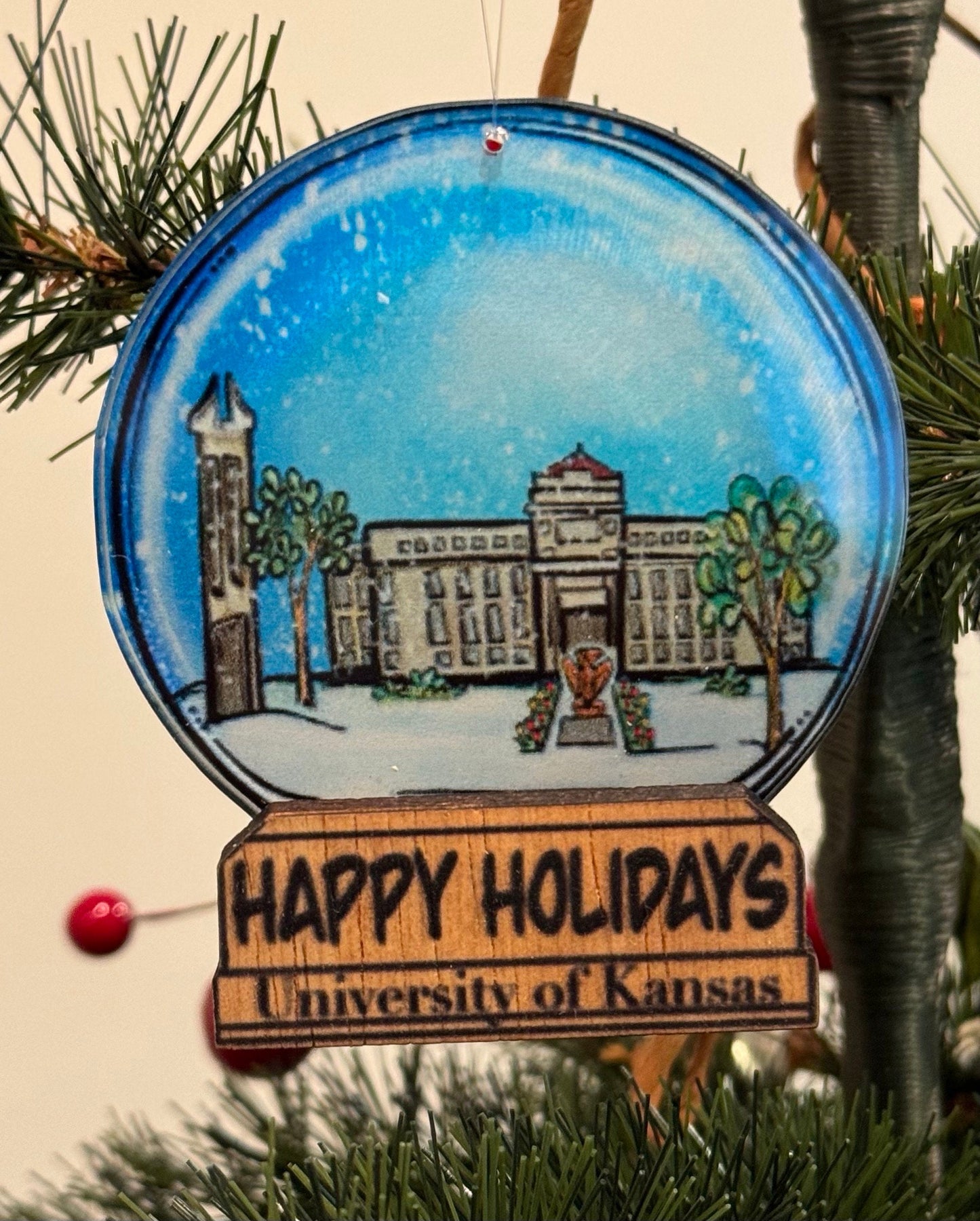 University of Kansas Snow Globe Ornament