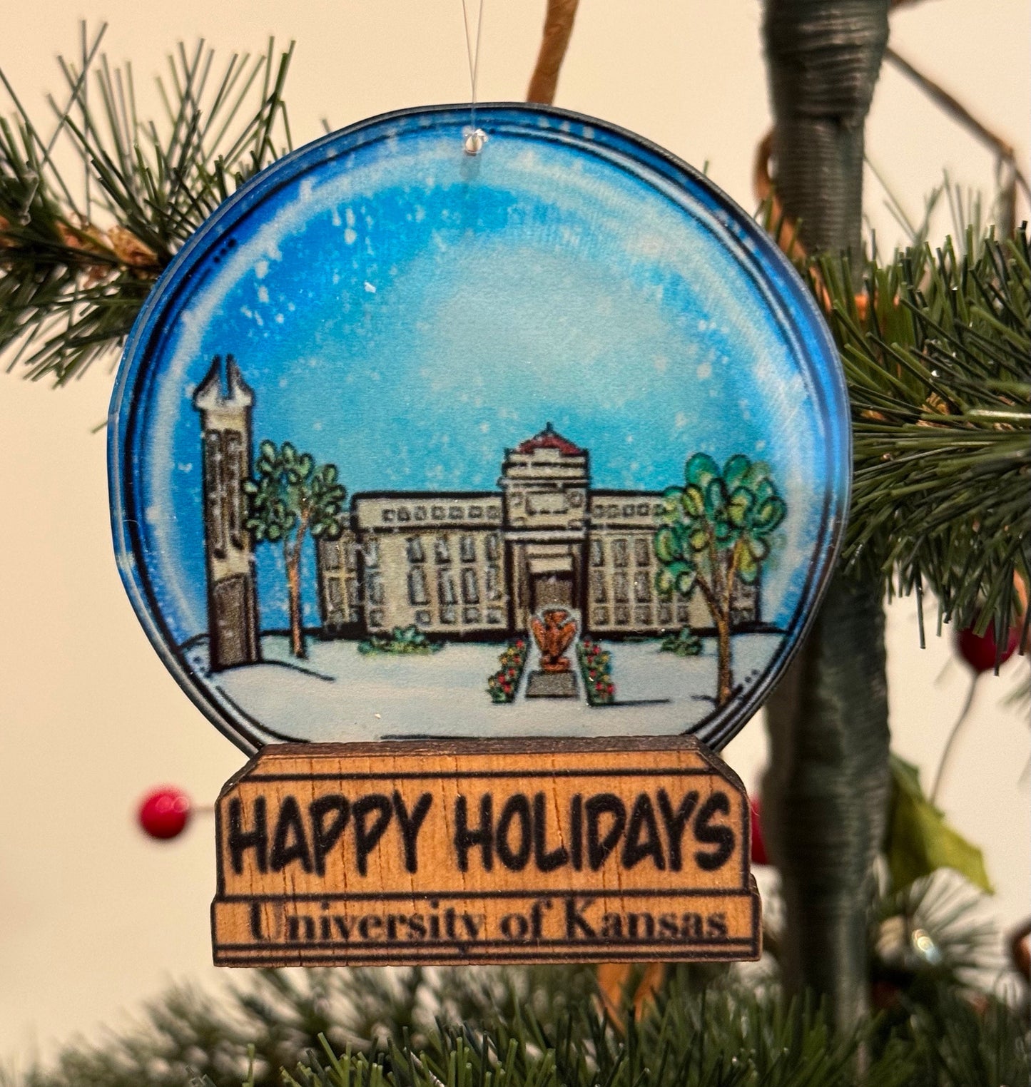 University of Kansas Snow Globe Ornament