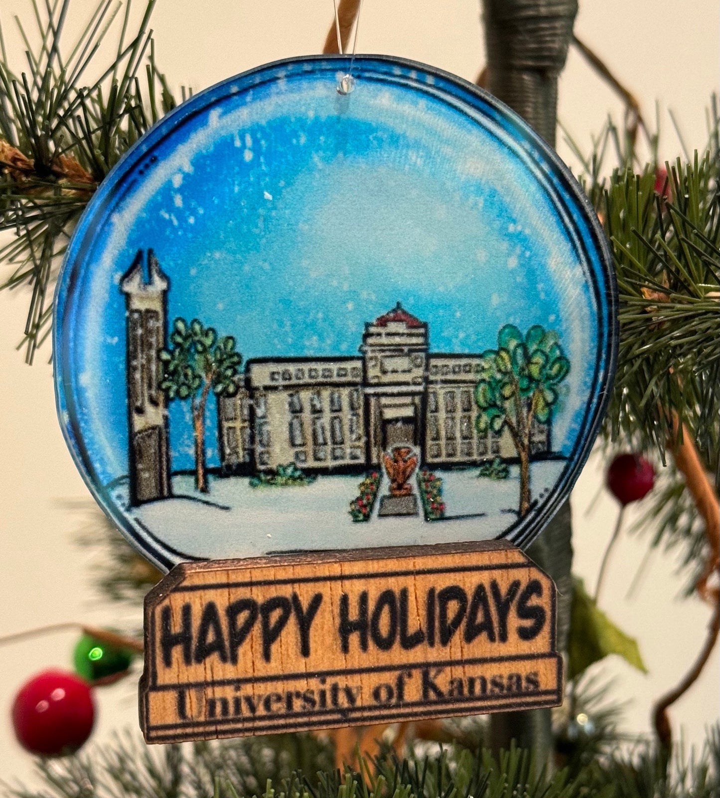 University of Kansas Snow Globe Ornament