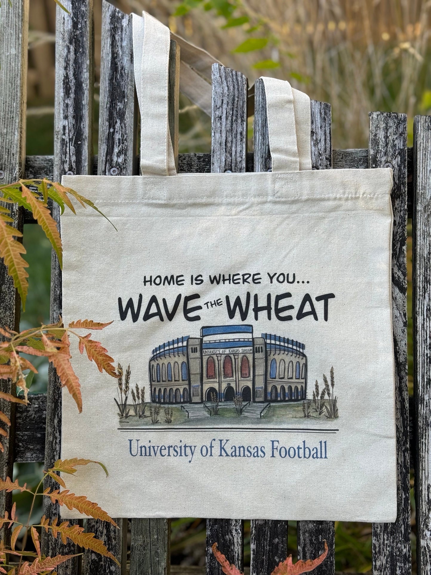 "Wave the Wheat" University of Kansas Football Tote Bag