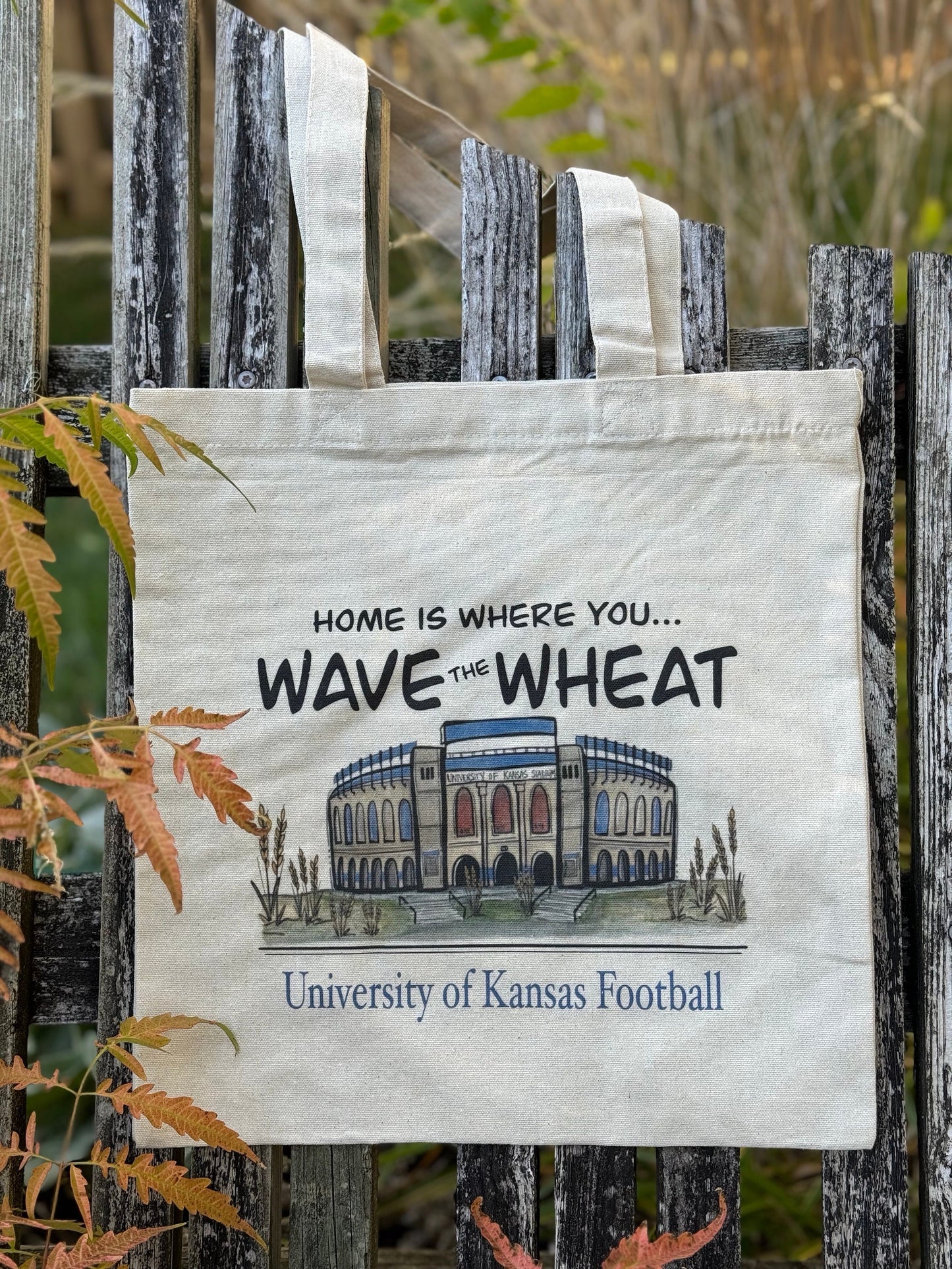 "Wave the Wheat" University of Kansas Football Tote Bag