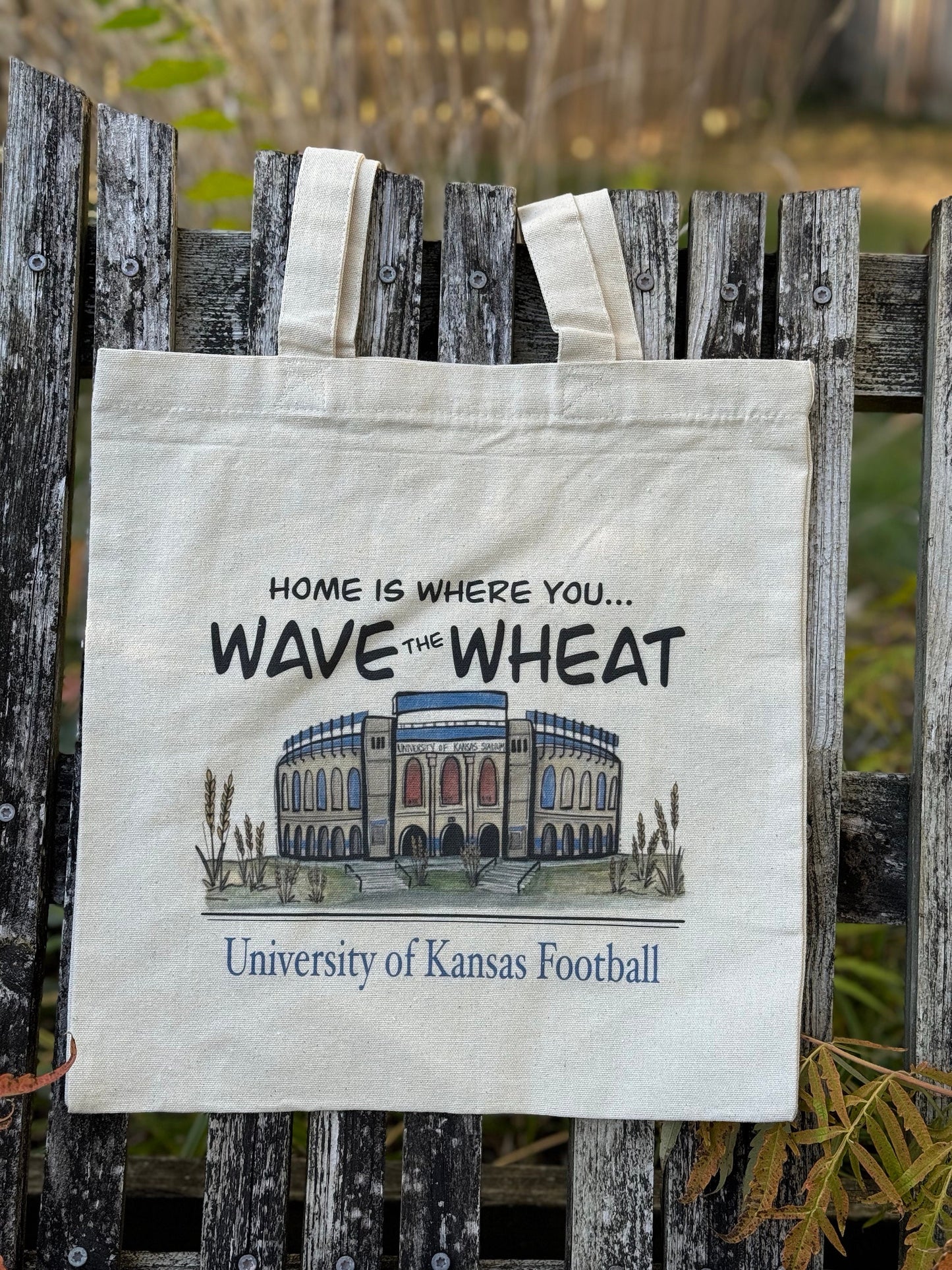 "Wave the Wheat" University of Kansas Football Tote Bag