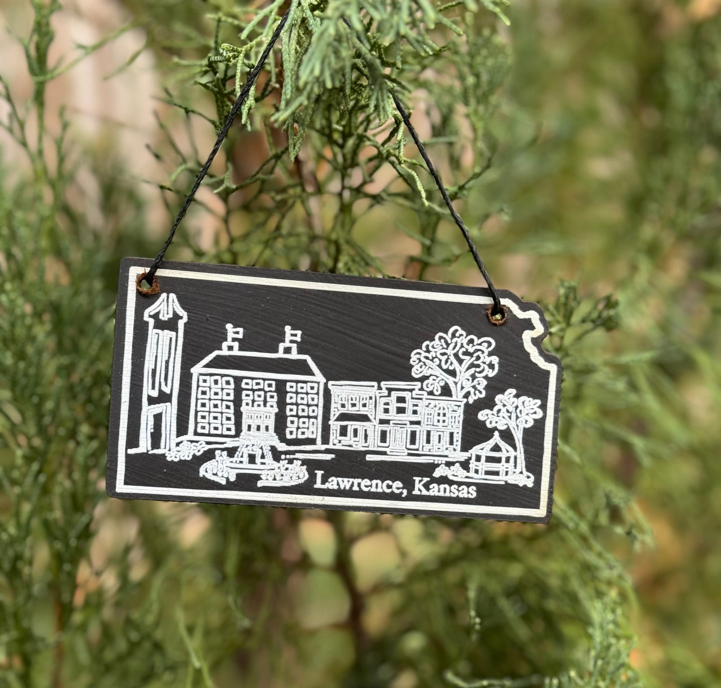 Lawrence Skyline Chalkboard Ornament