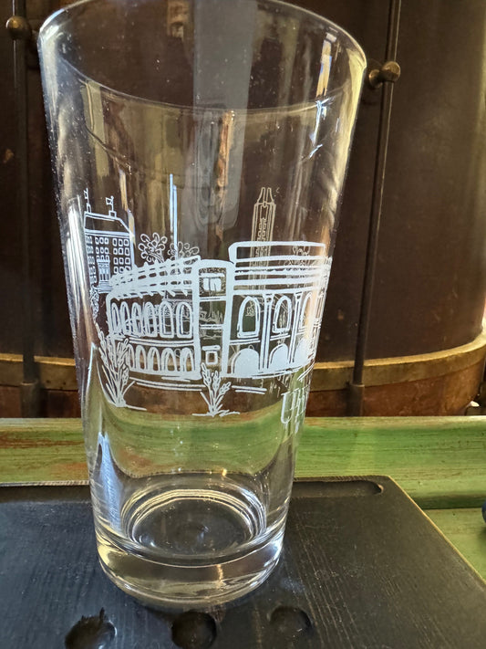 University of Kansas Wave the Wheat pint glass