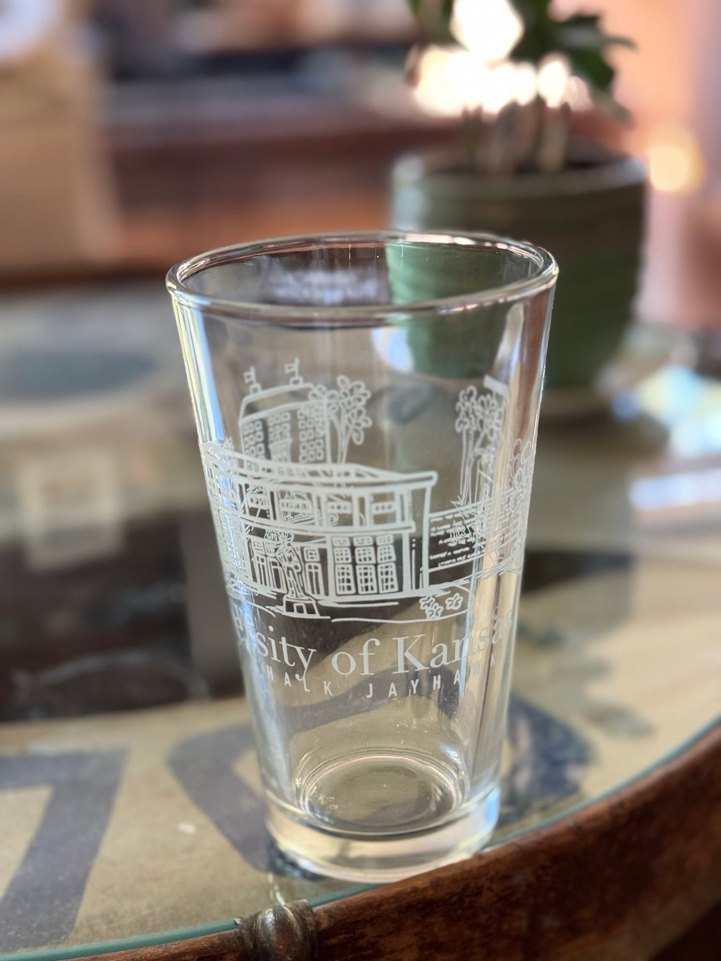 University of Kansas History of Basketball Pint Glass