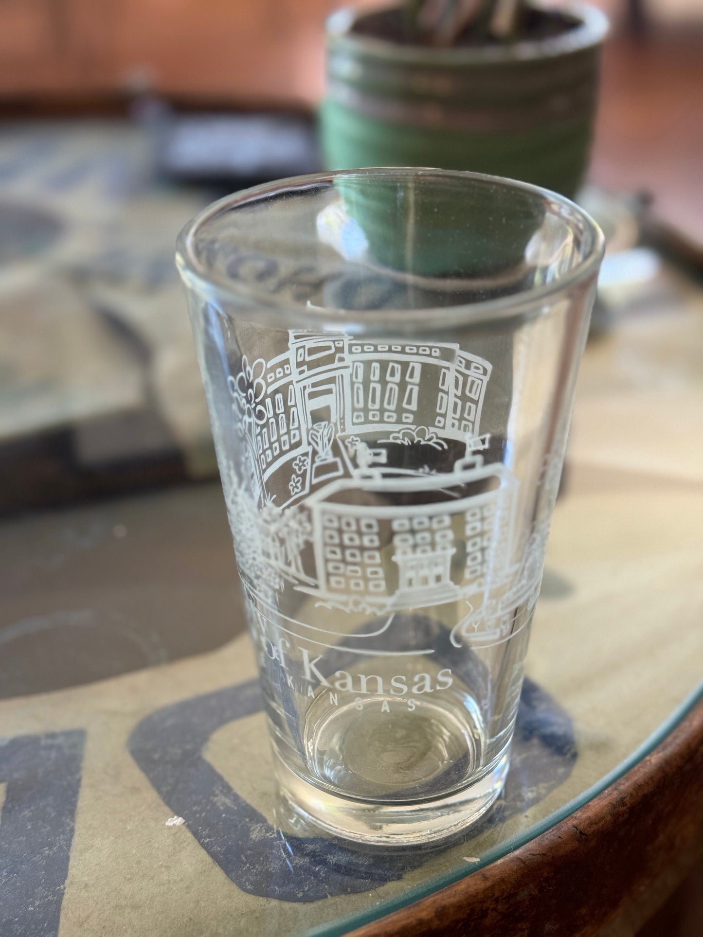 University of Kansas History of Basketball Pint Glass