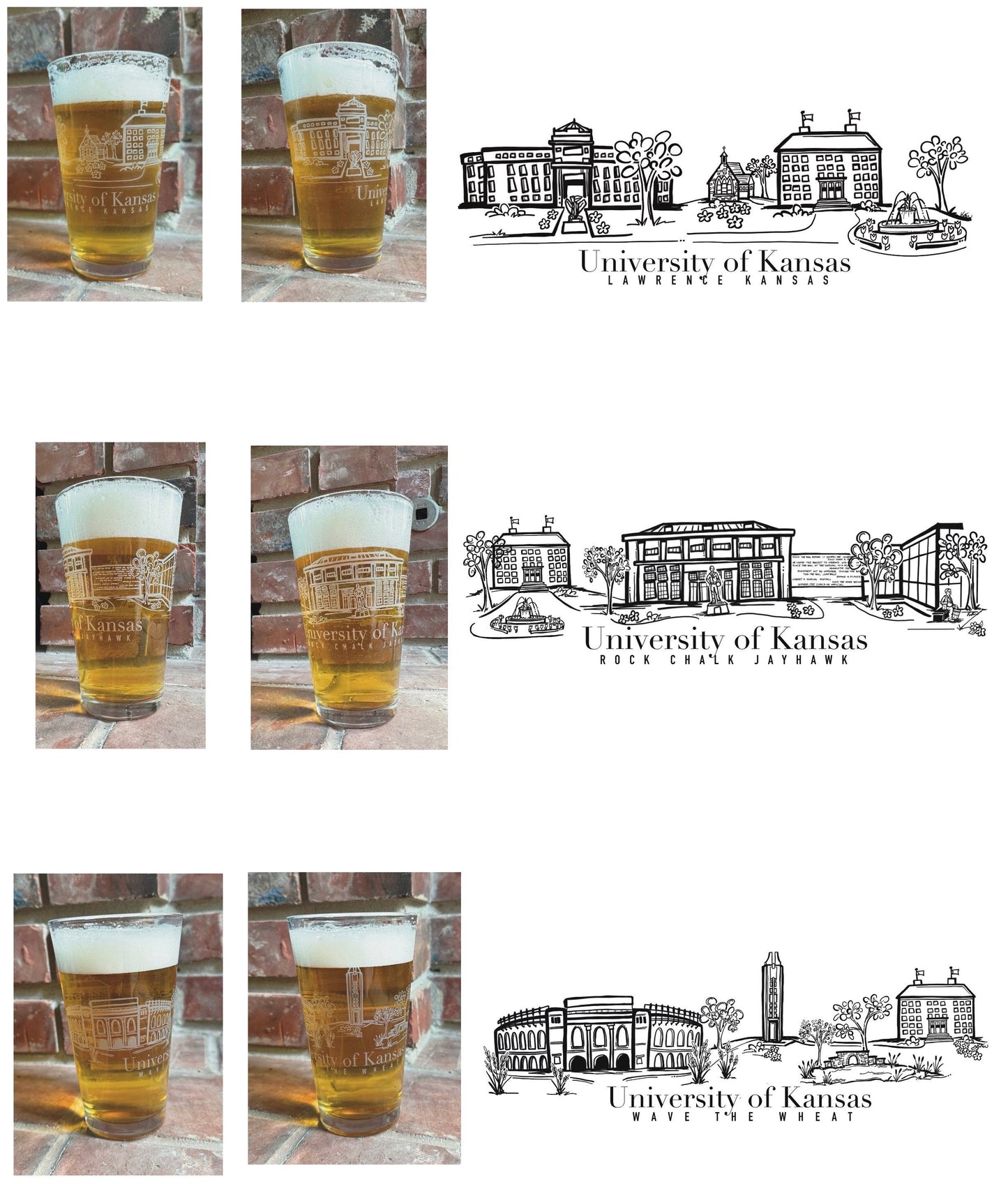 University of Kansas History of Basketball Pint Glass