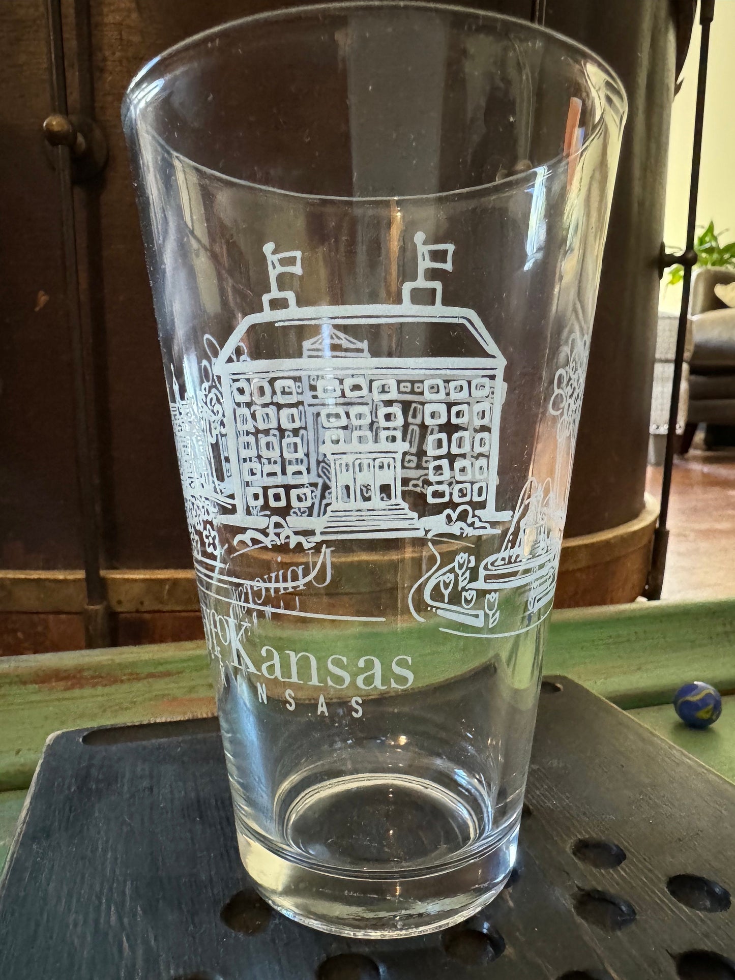 University of Kansas Mount Oread Pint Glass