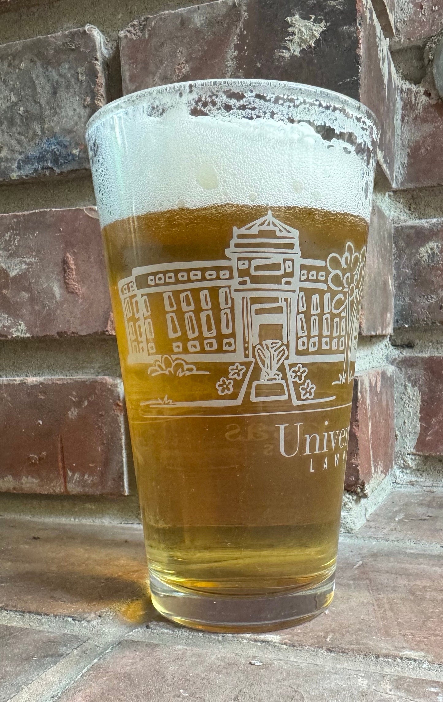 University of Kansas Mount Oread Pint Glass