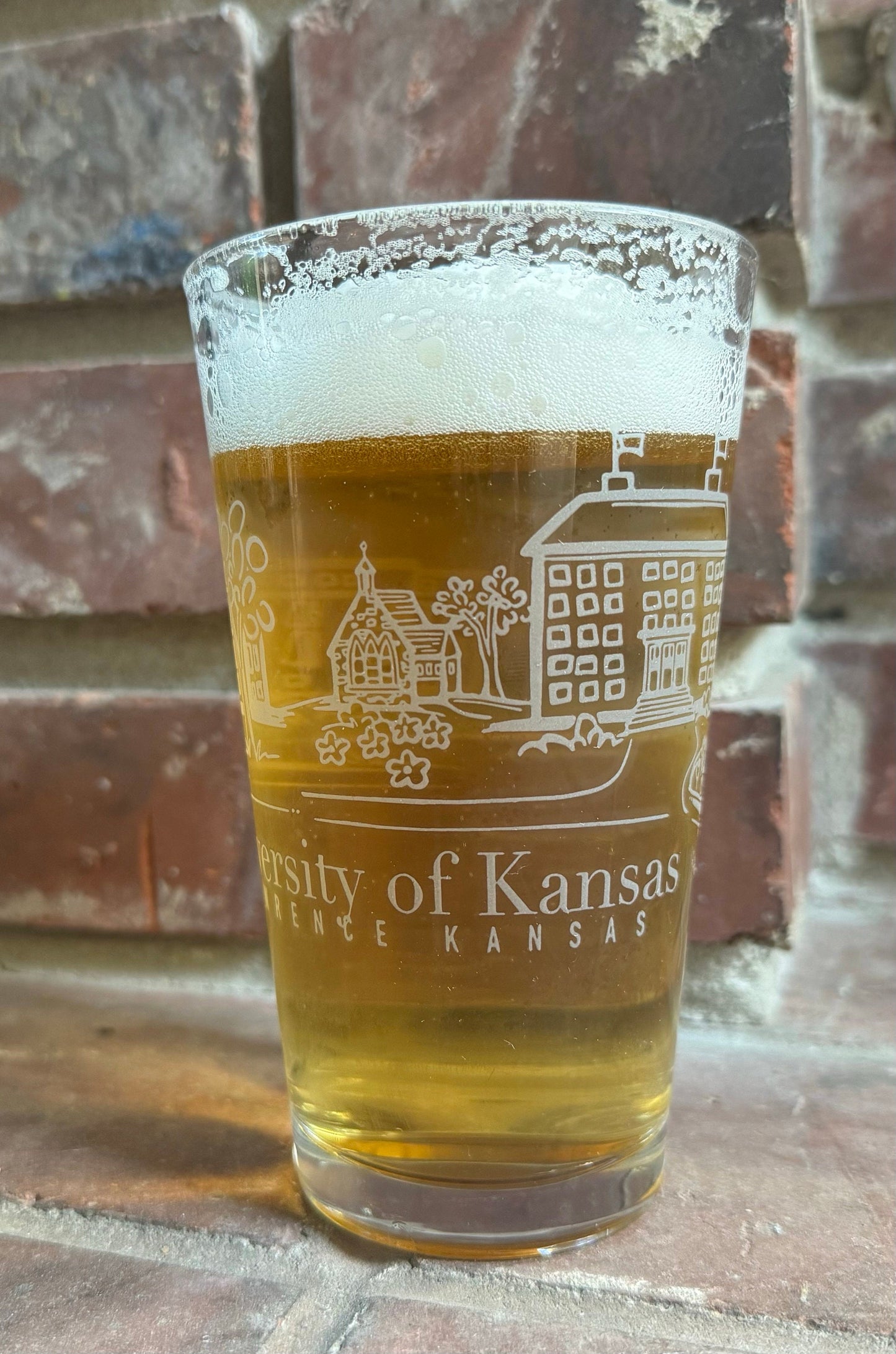 University of Kansas Mount Oread Pint Glass