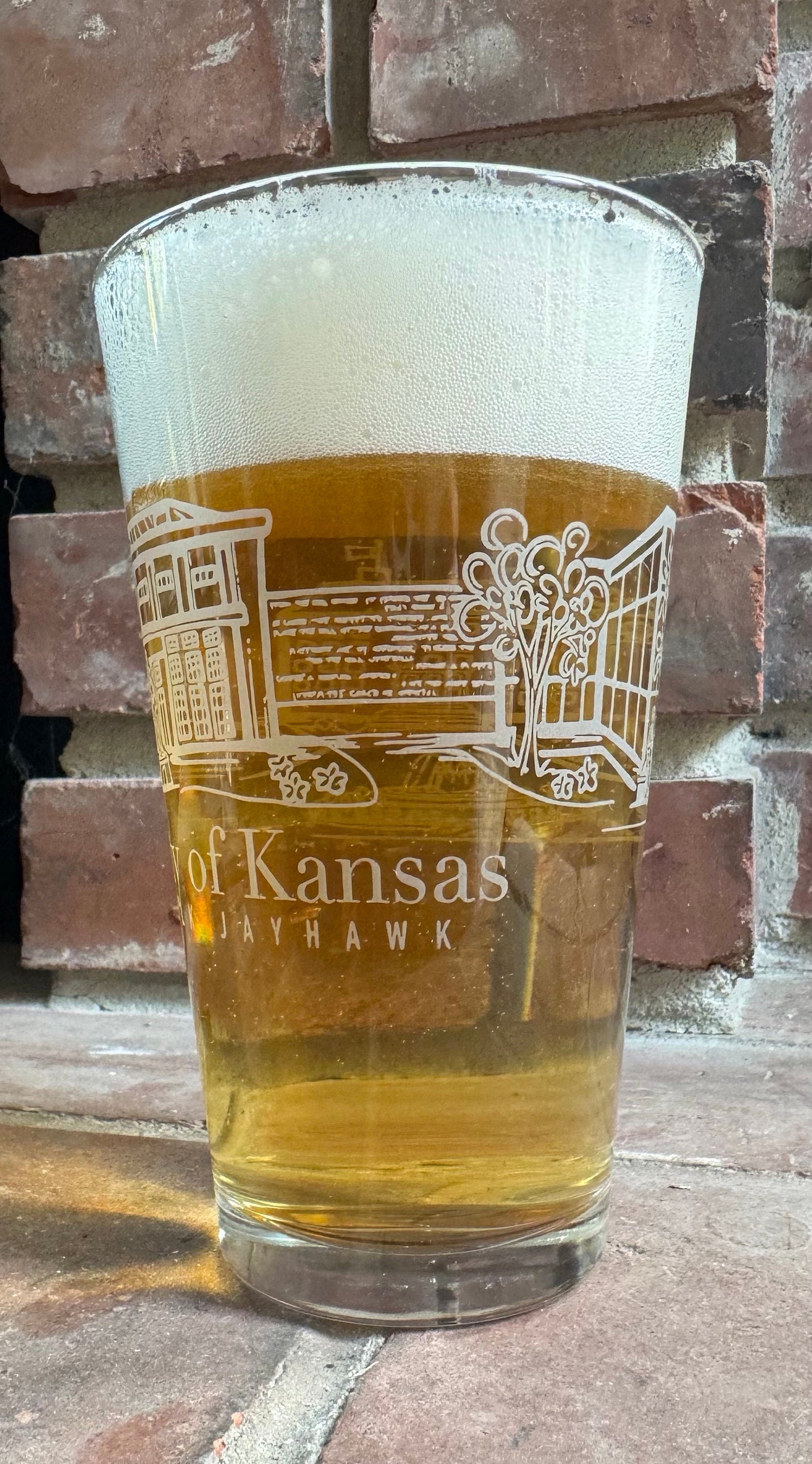 University of Kansas History of Basketball Pint Glass