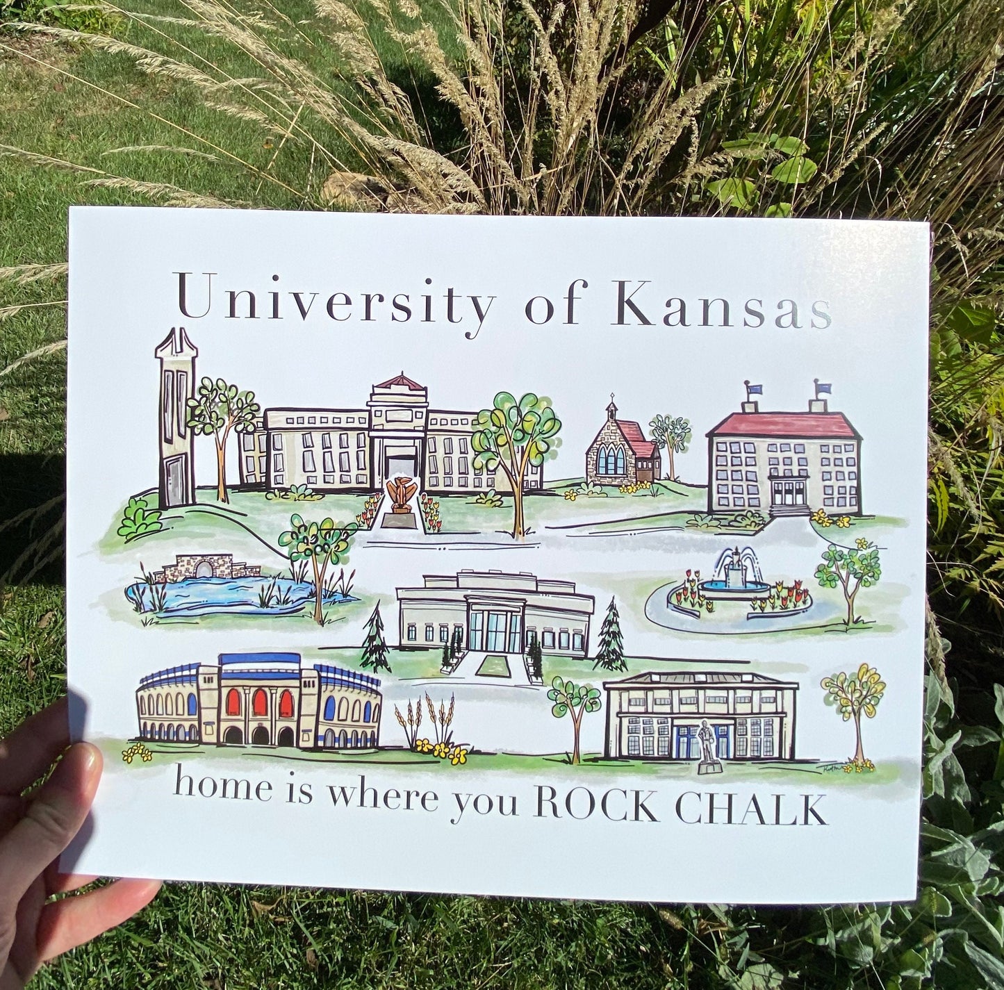 University of Kansas Watercolor Print