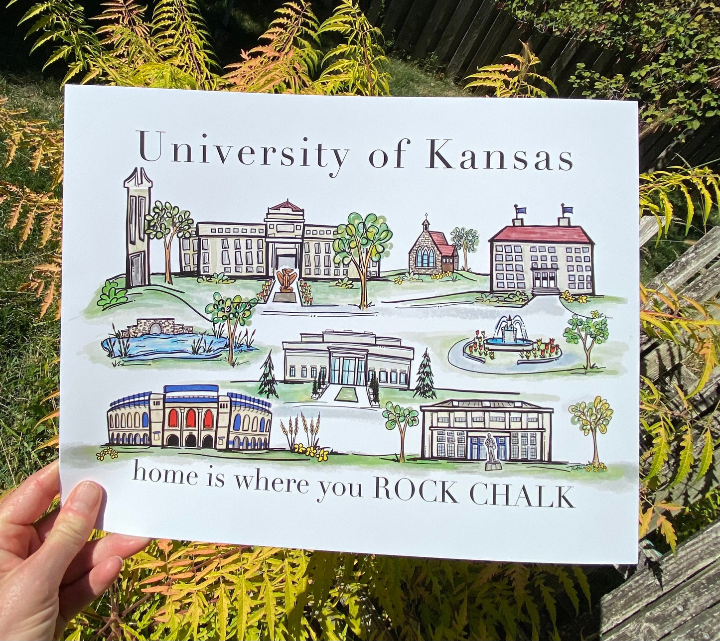 University of Kansas Watercolor Print