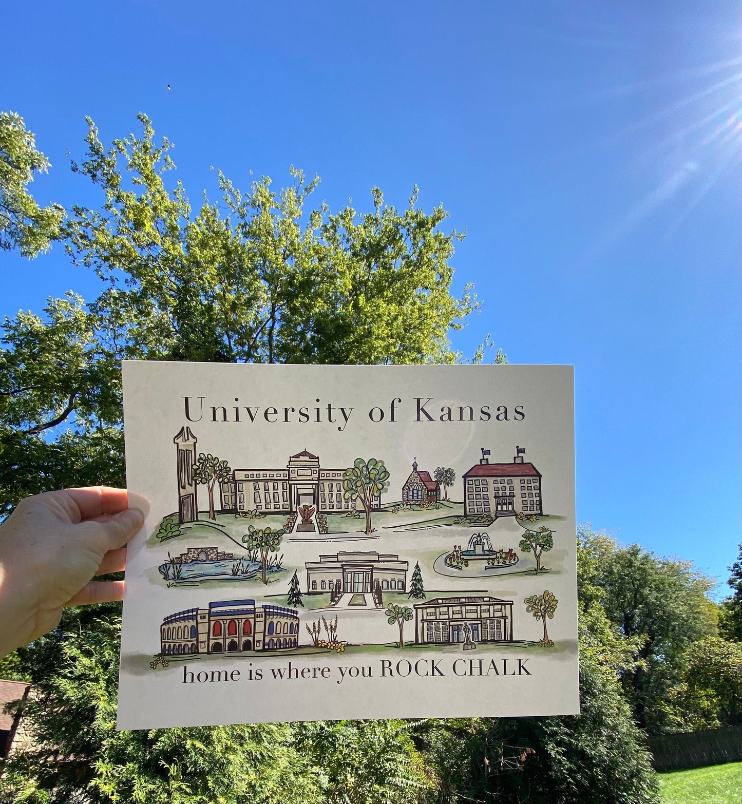 University of Kansas Watercolor Print