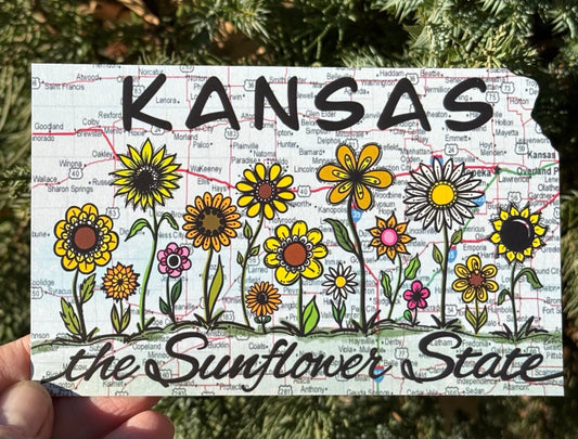 Kansas Map-The Sunflower State Postcard