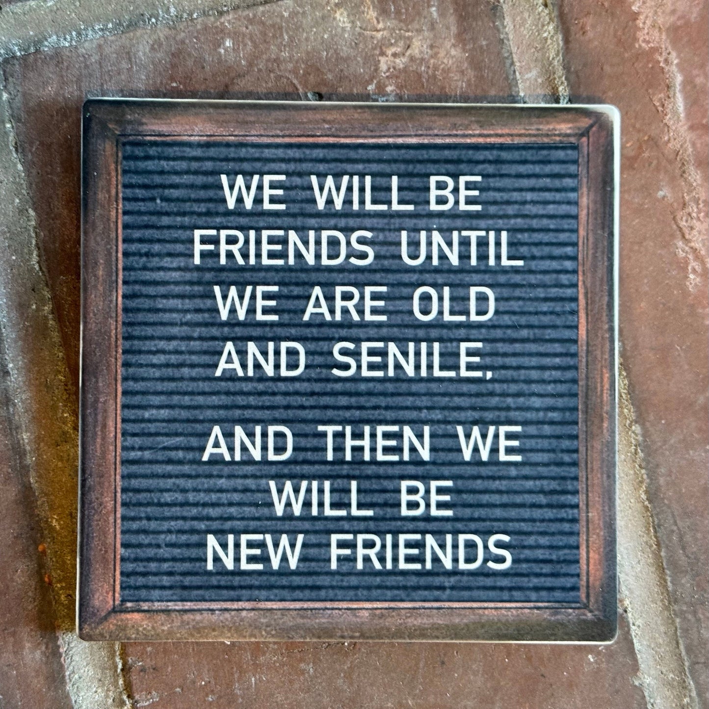 "We Will Be Friends Until We Are Old and Senile" Stone Coaster