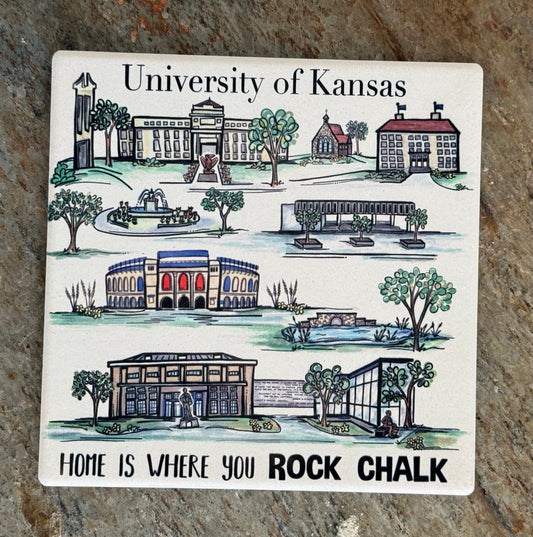 University of Kansas Watercolor Stone Coaster