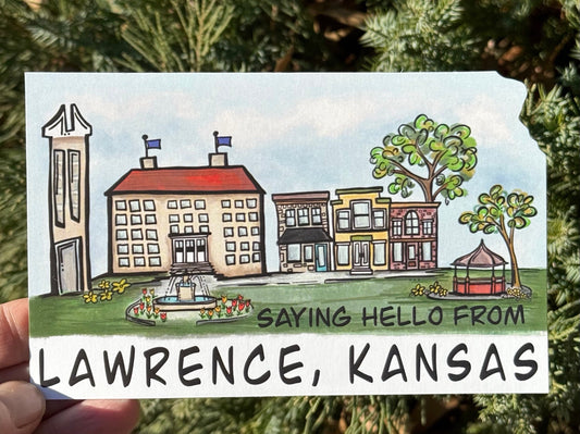 "Hello from Lawrence, Kansas" Postcards