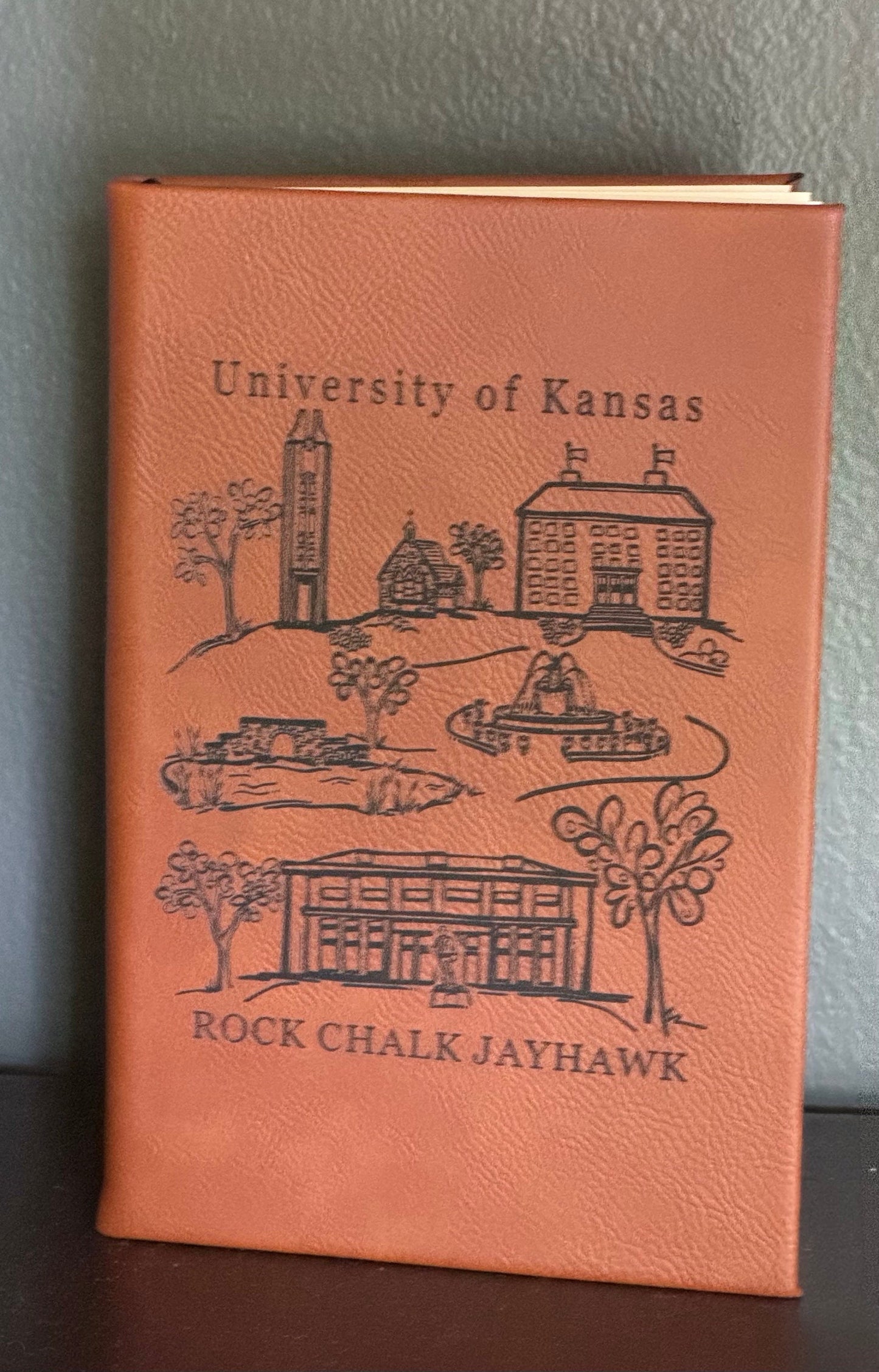 University of Kansas Engraved 5x8 Rawhide Journal