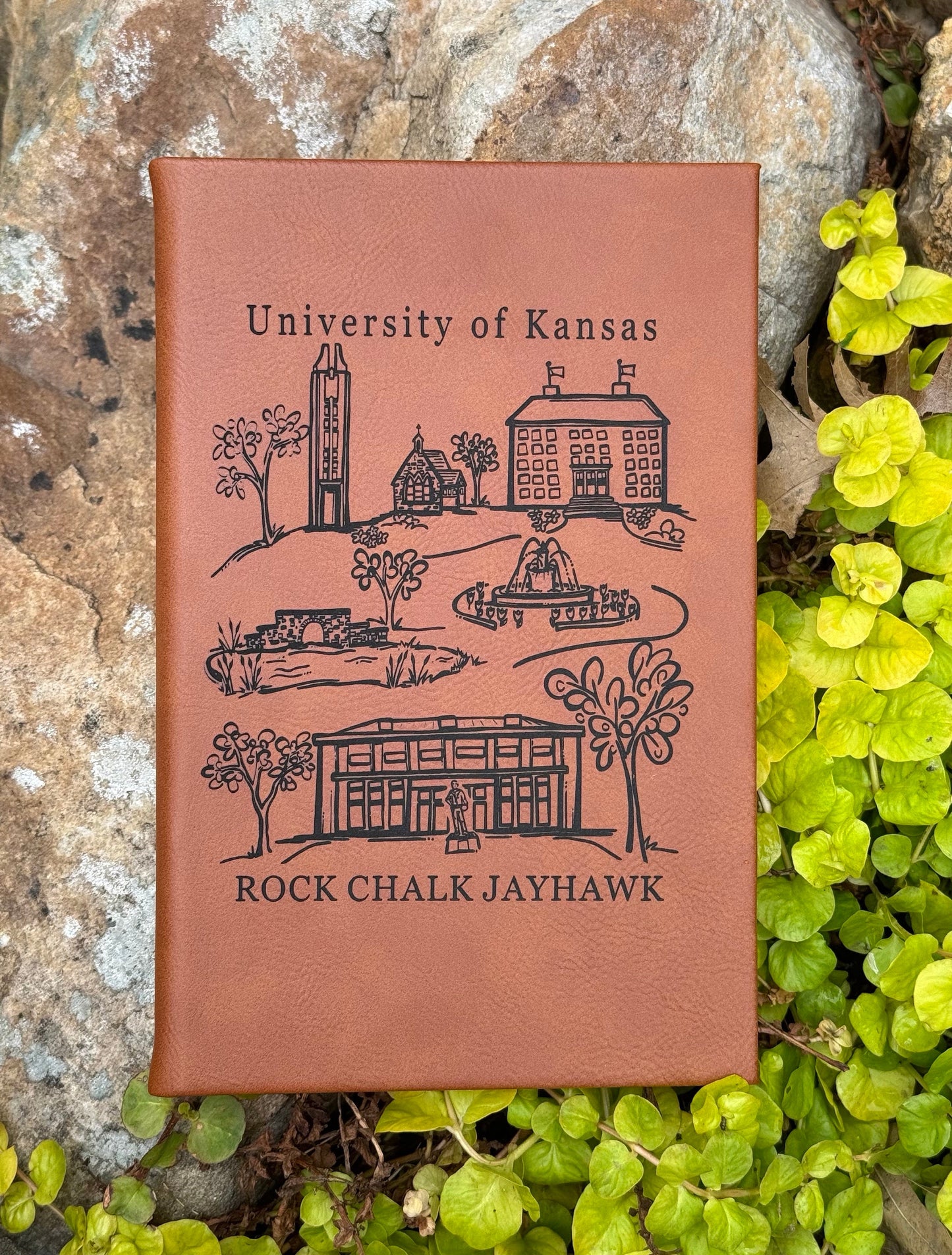 University of Kansas Engraved 5x8 Rawhide Journal