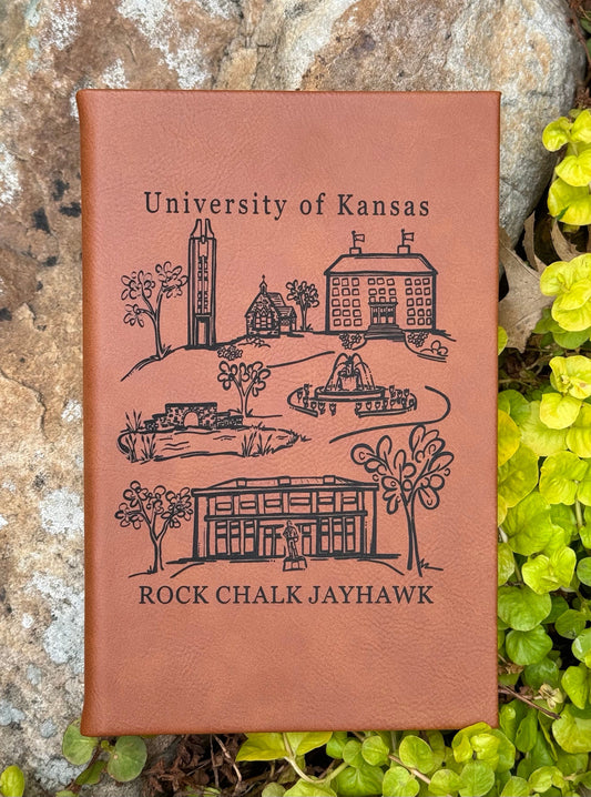 University of Kansas Engraved 5x8 Rawhide Journal