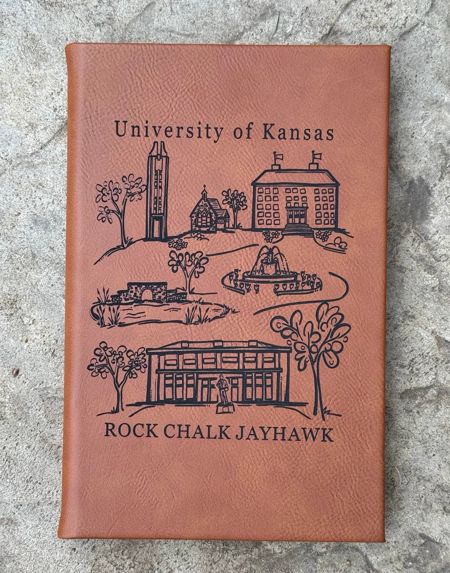 University of Kansas Engraved 5x8 Rawhide Journal