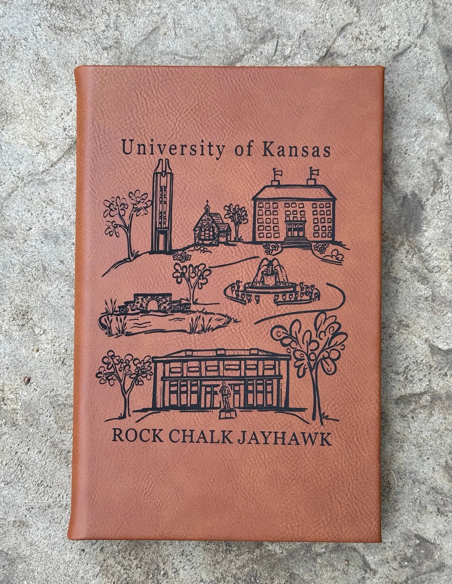 University of Kansas Engraved 5x8 Rawhide Journal